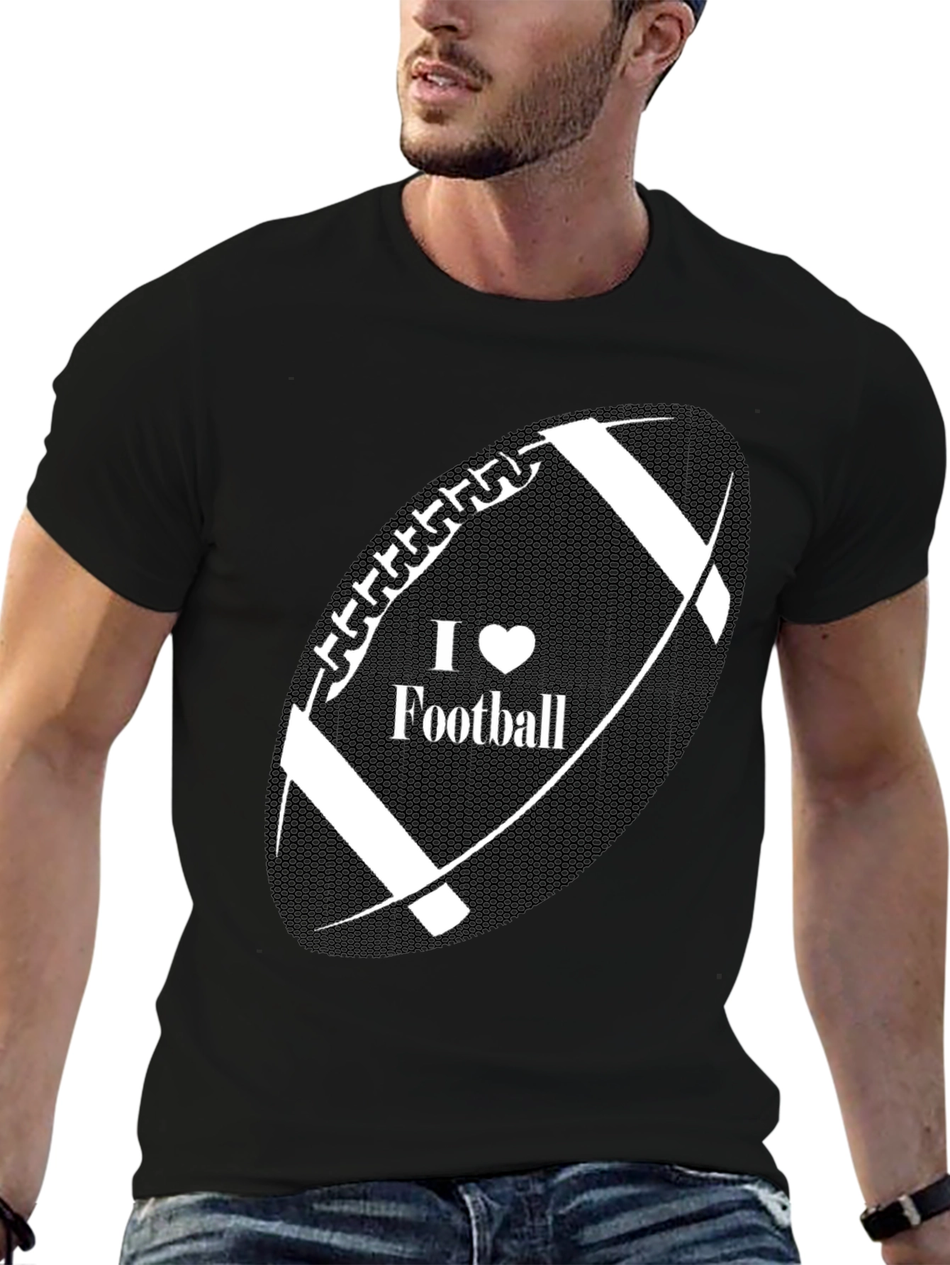 I Heart Football Black T-Shirt