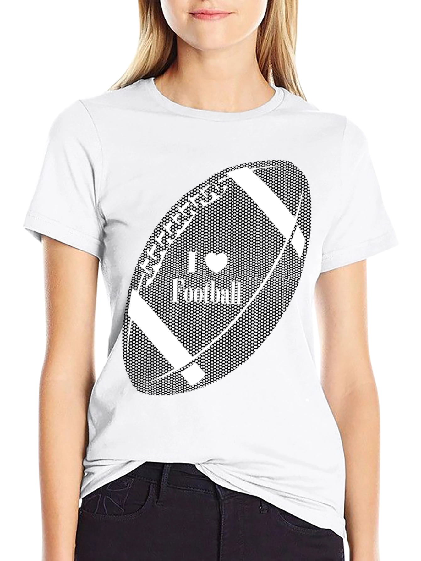 I Heart Football Black T-Shirt