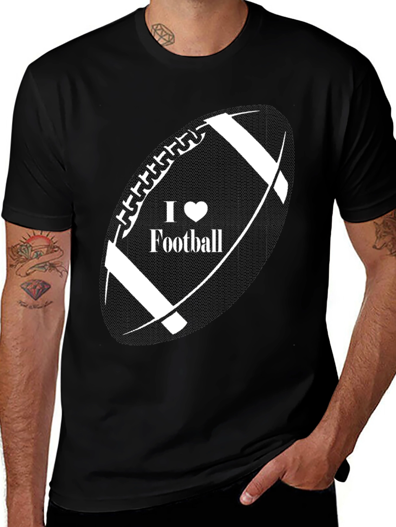 I Heart Football Black T-Shirt