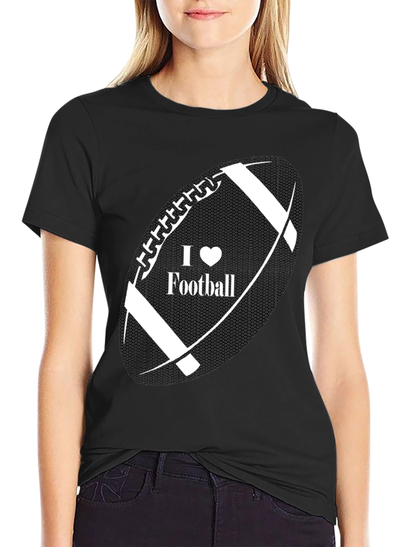 I Heart Football Black T-Shirt