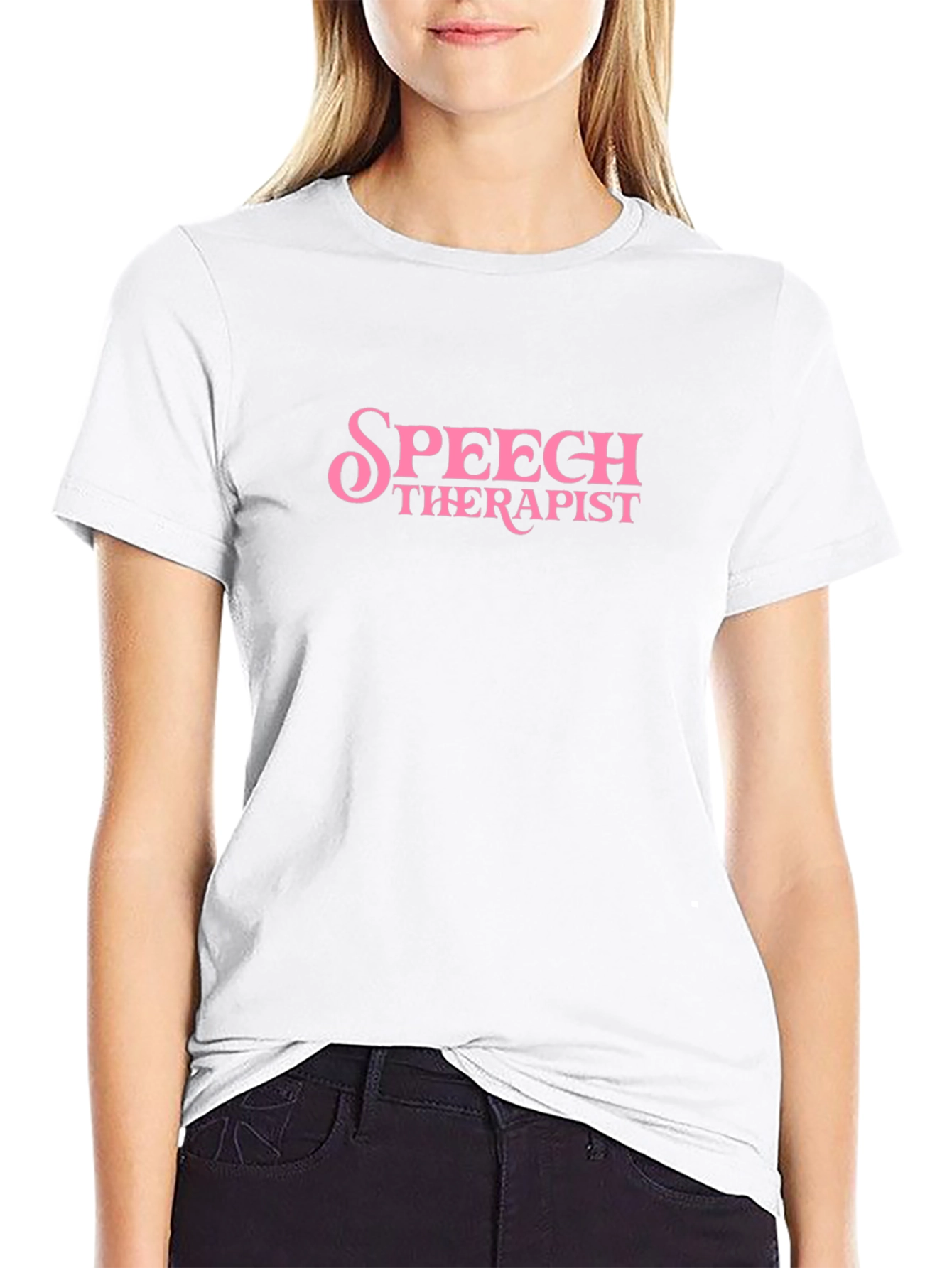 Speech Therapist T-Shirt Pink Text Funny SLP Gift