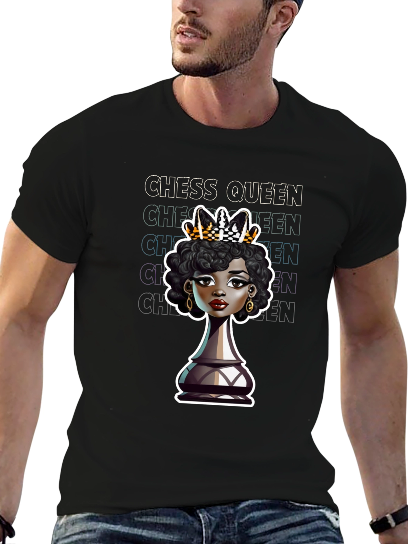 Chess Queen Graphic Tee - Stylish Black T-Shirt