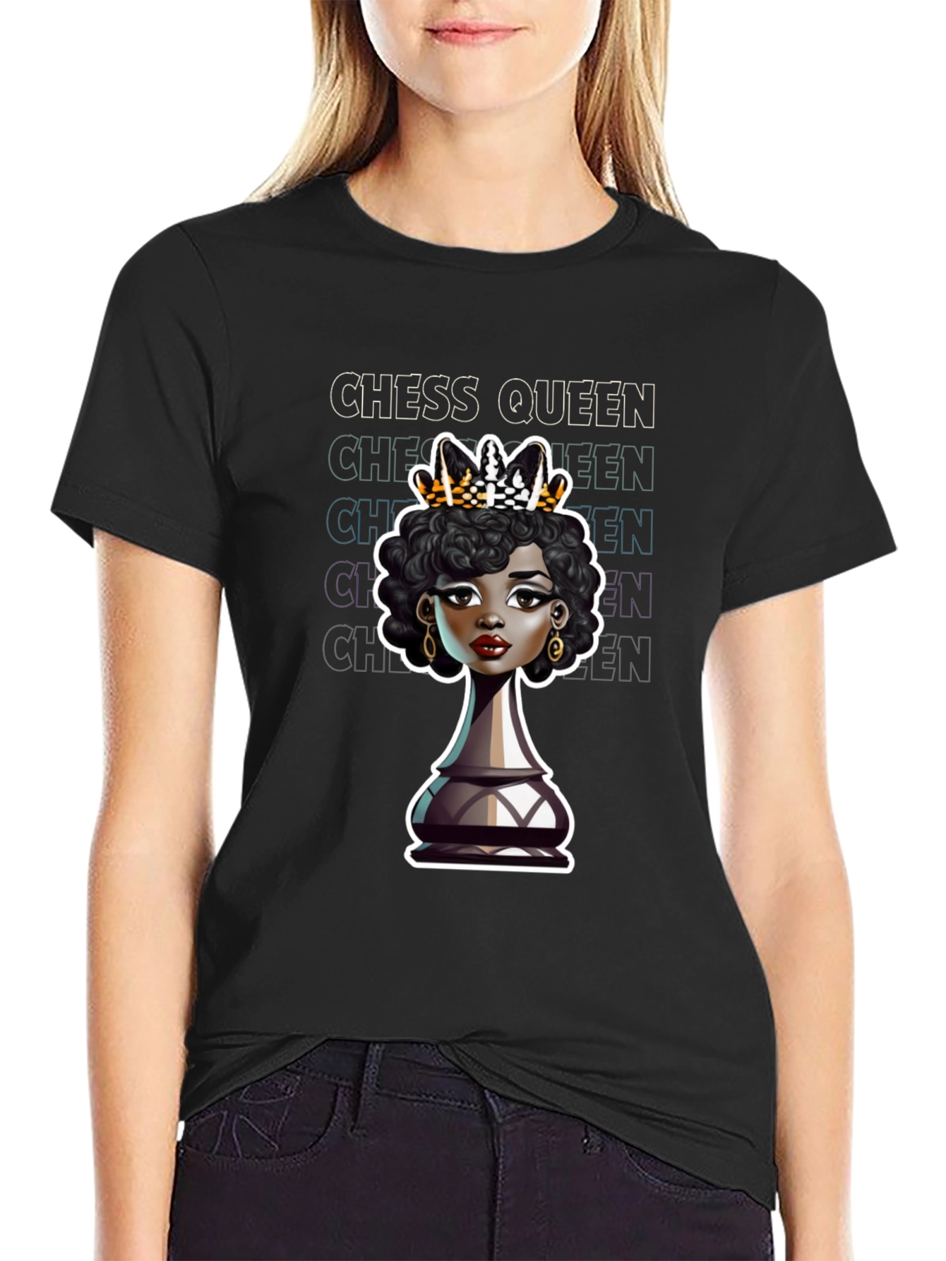 Chess Queen Graphic Tee - Stylish Black T-Shirt