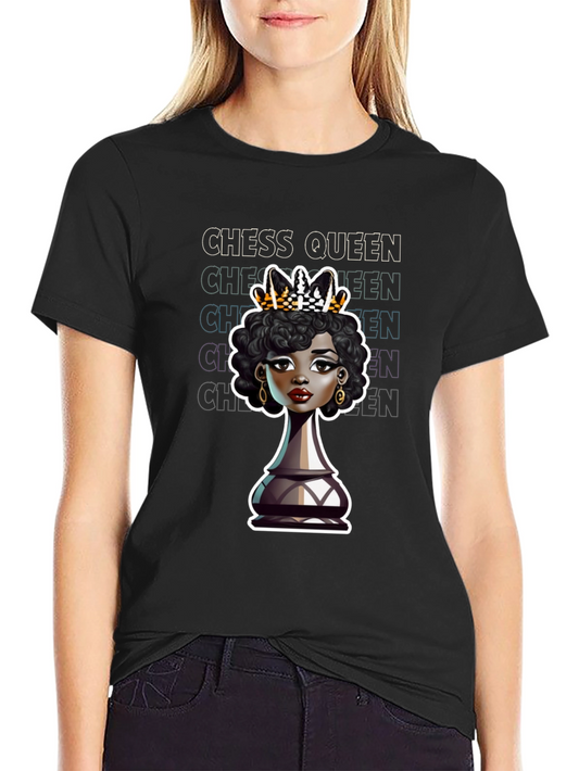 Chess Queen Graphic Tee - Stylish Black T-Shirt