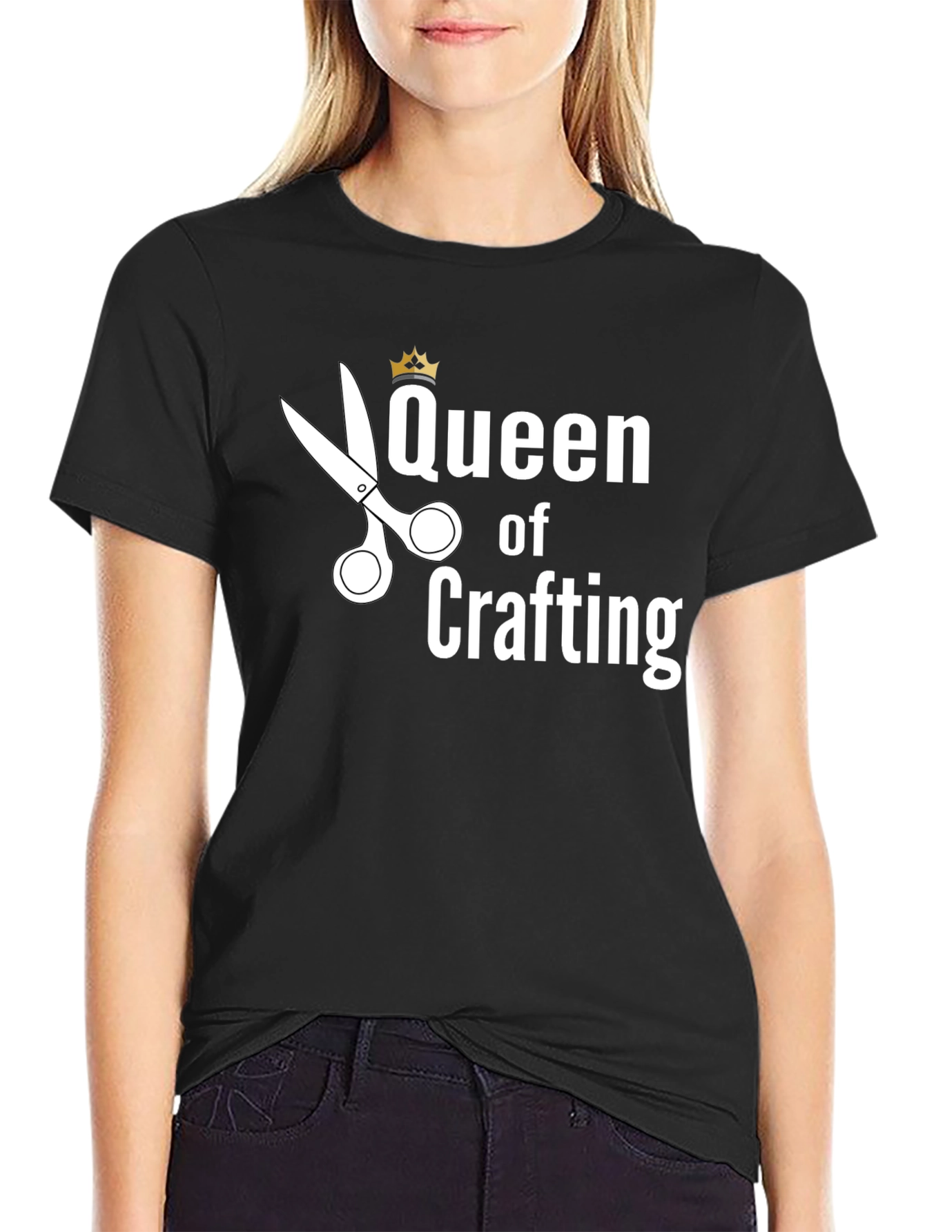 Queen of Crafting T-Shirt - Black Cotton Tee