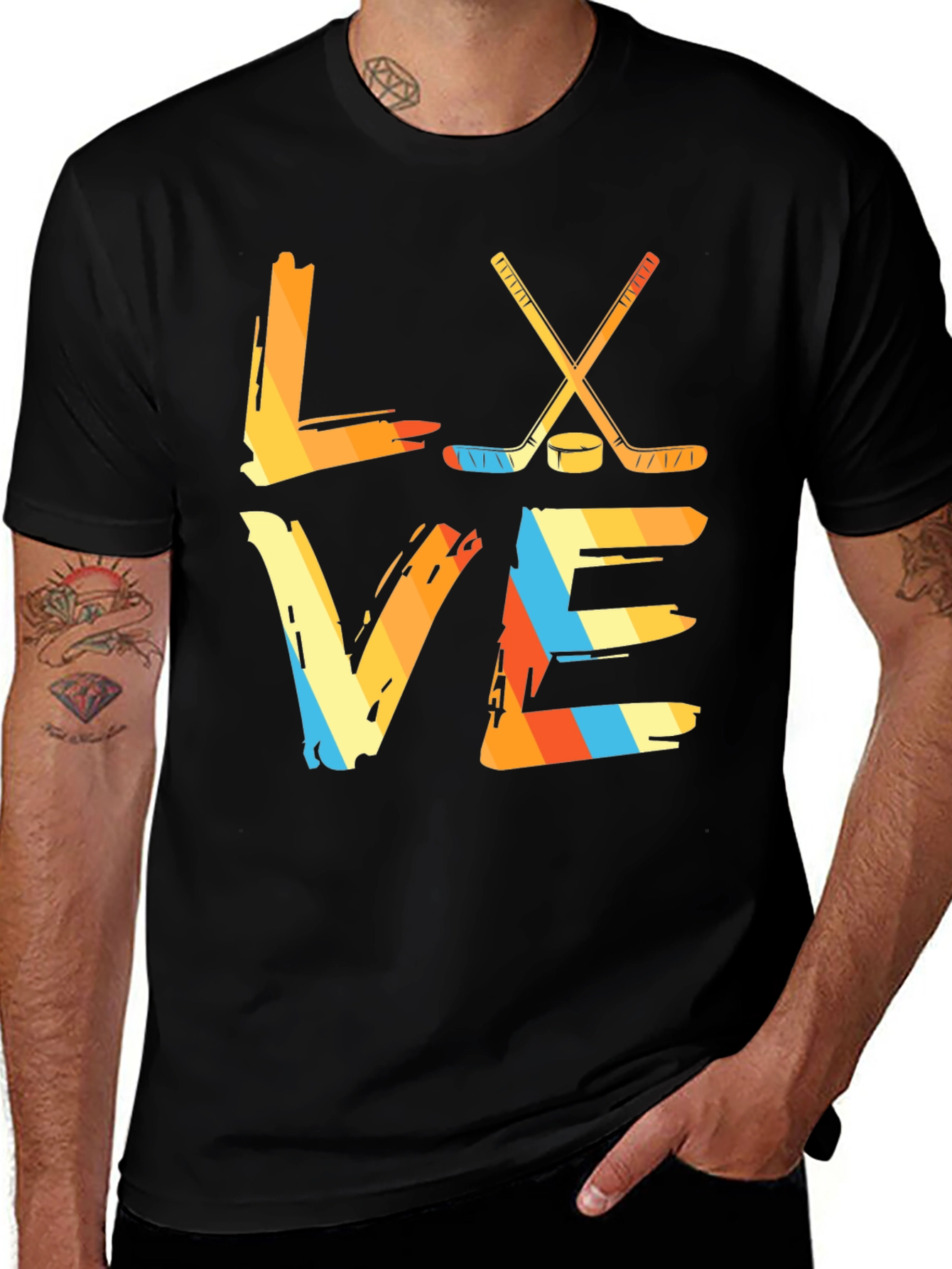 Love Hockey Graphic Tee - Retro Hockey Shirt
