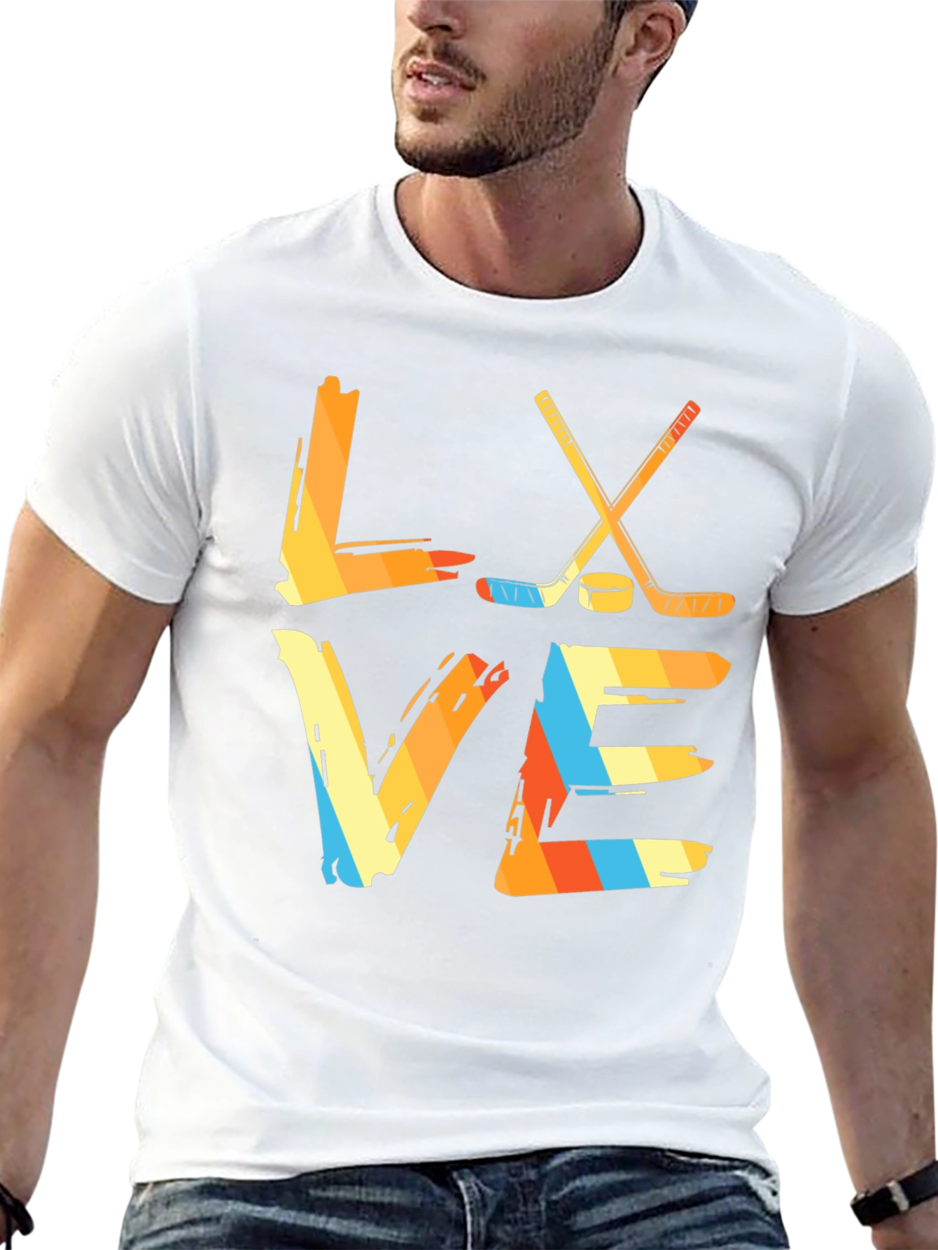 Love Hockey Graphic Tee - Retro Hockey Shirt