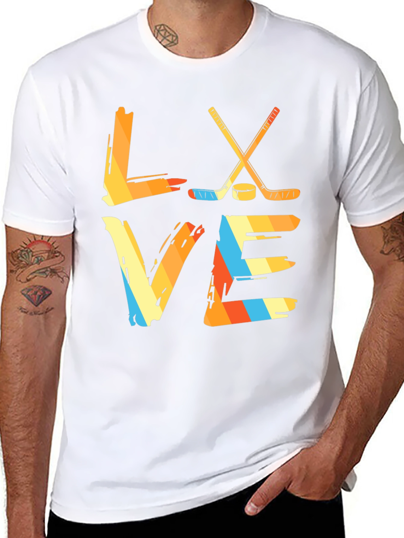 Love Hockey Graphic Tee - Retro Hockey Shirt