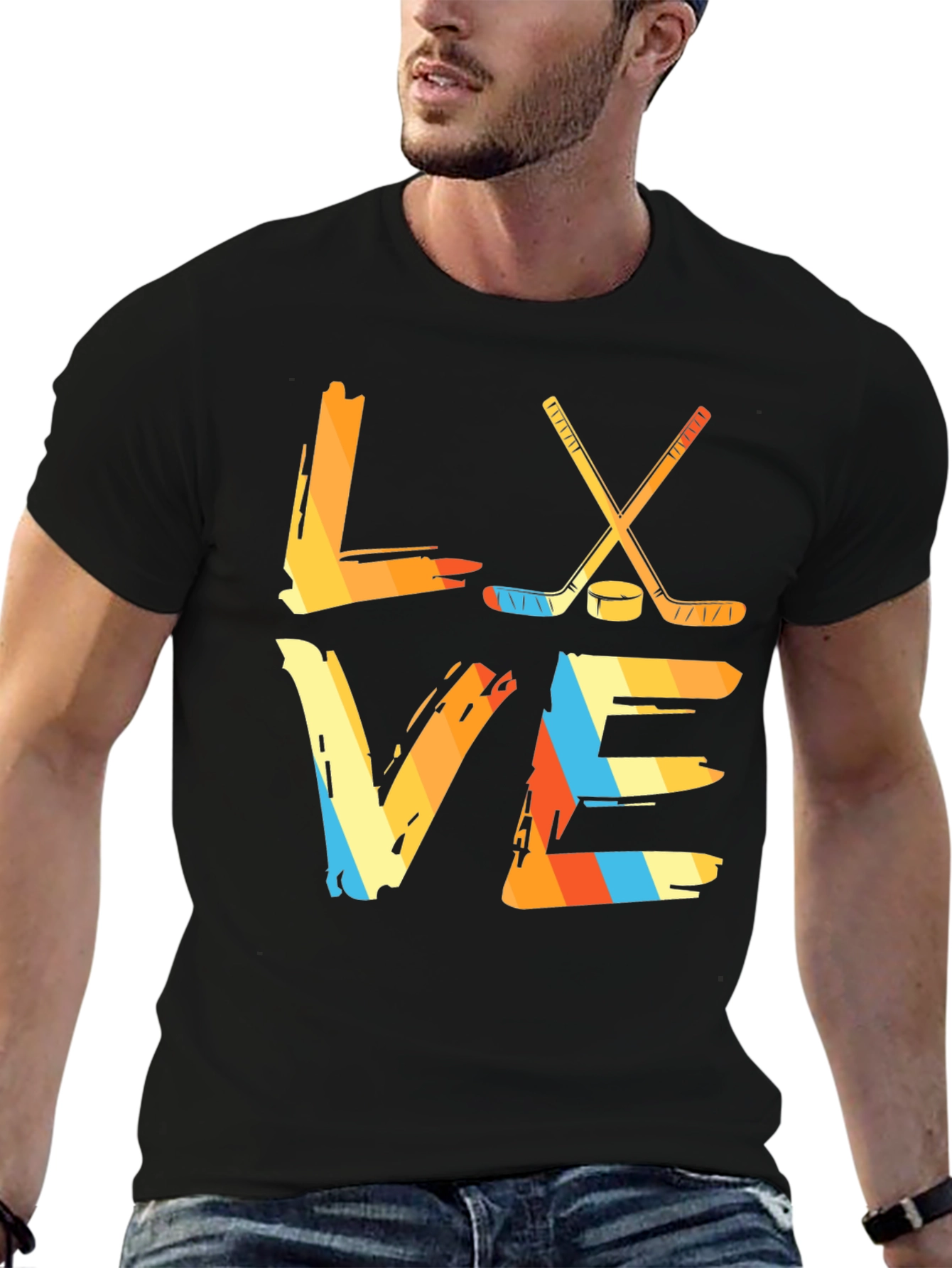 Love Hockey Graphic Tee - Retro Hockey Shirt
