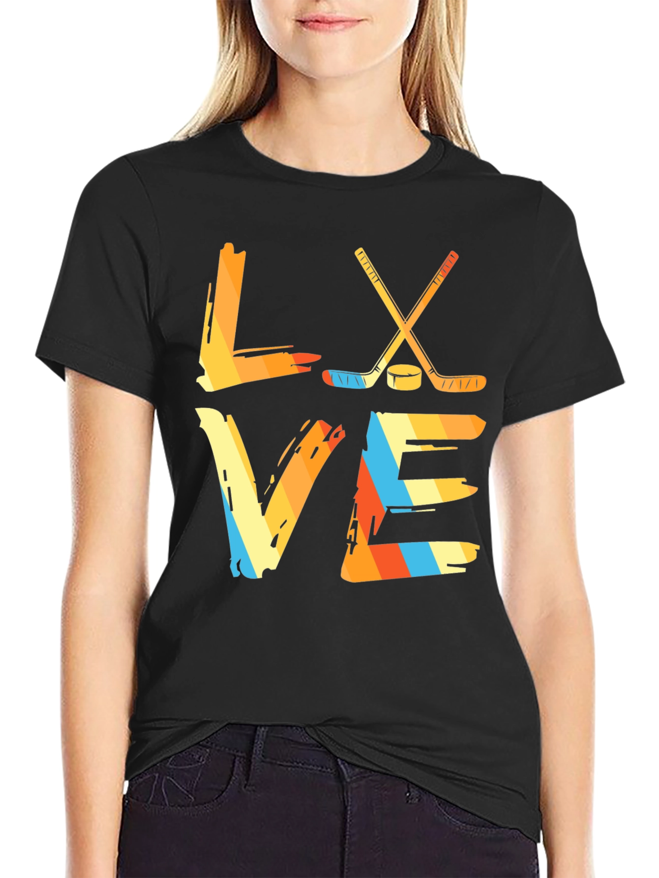 Love Hockey Graphic Tee - Retro Hockey Shirt