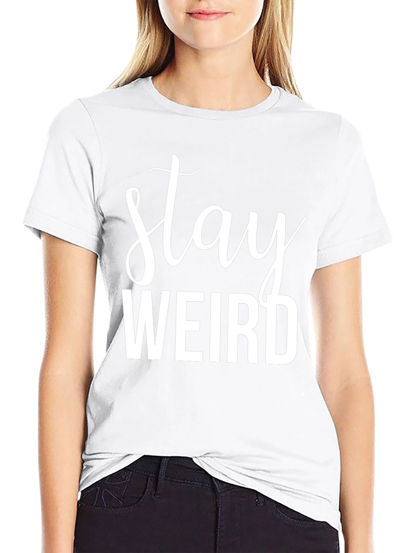 Stay Weird Graphic Tee - Black Cotton Comfort