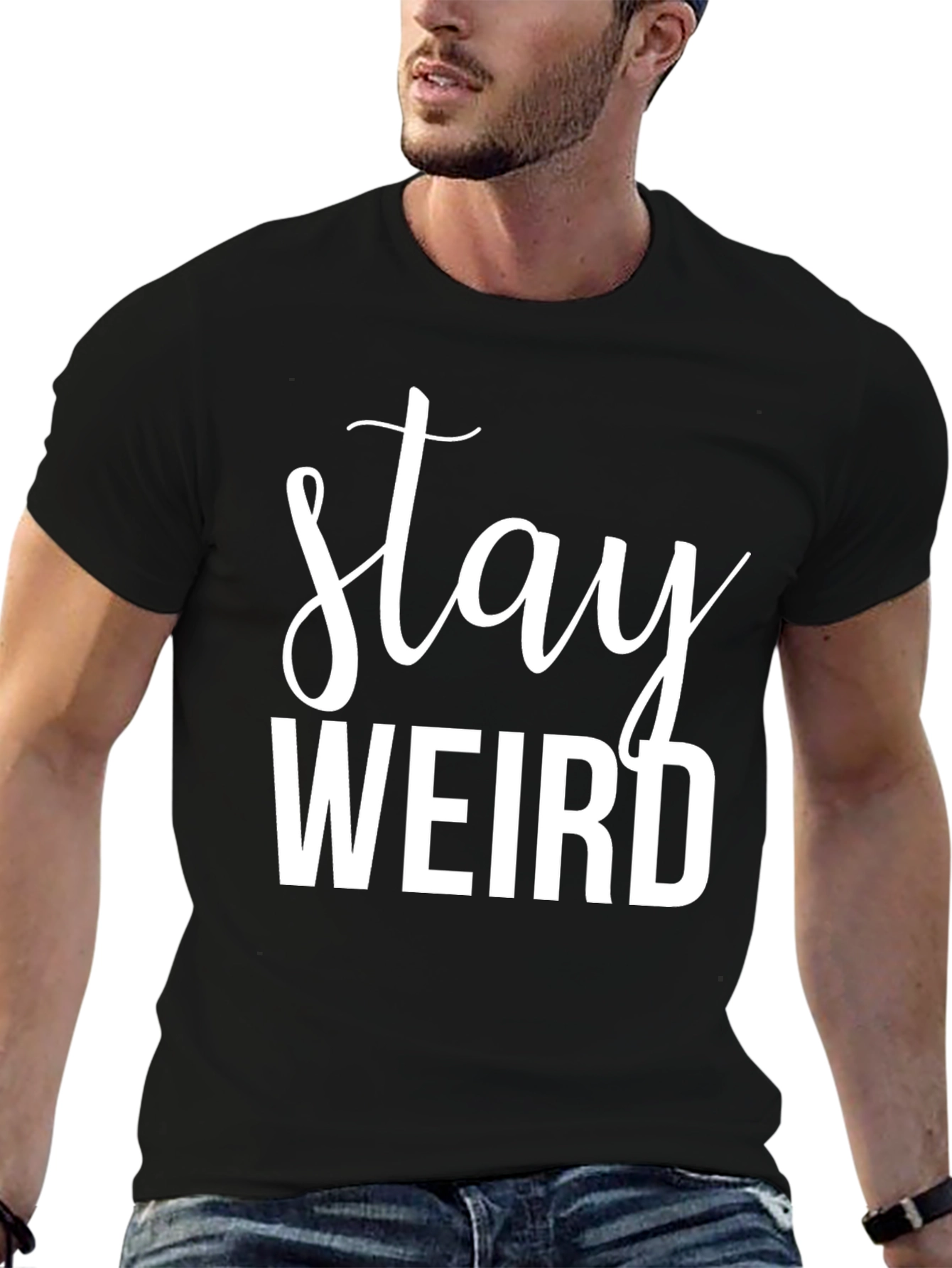 Stay Weird Graphic Tee - Black Cotton Comfort