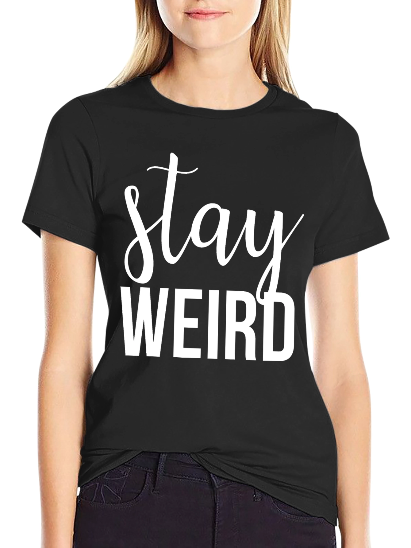 Stay Weird Graphic Tee - Black Cotton Comfort