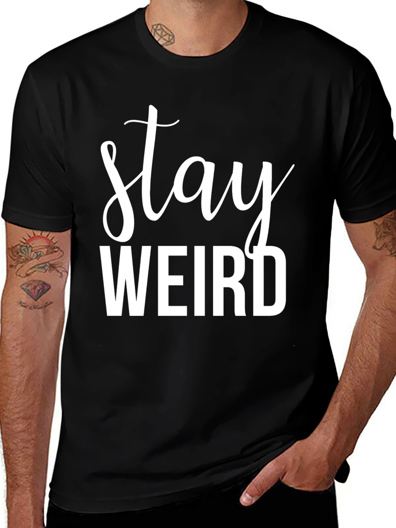Stay Weird Graphic Tee - Black Cotton Comfort