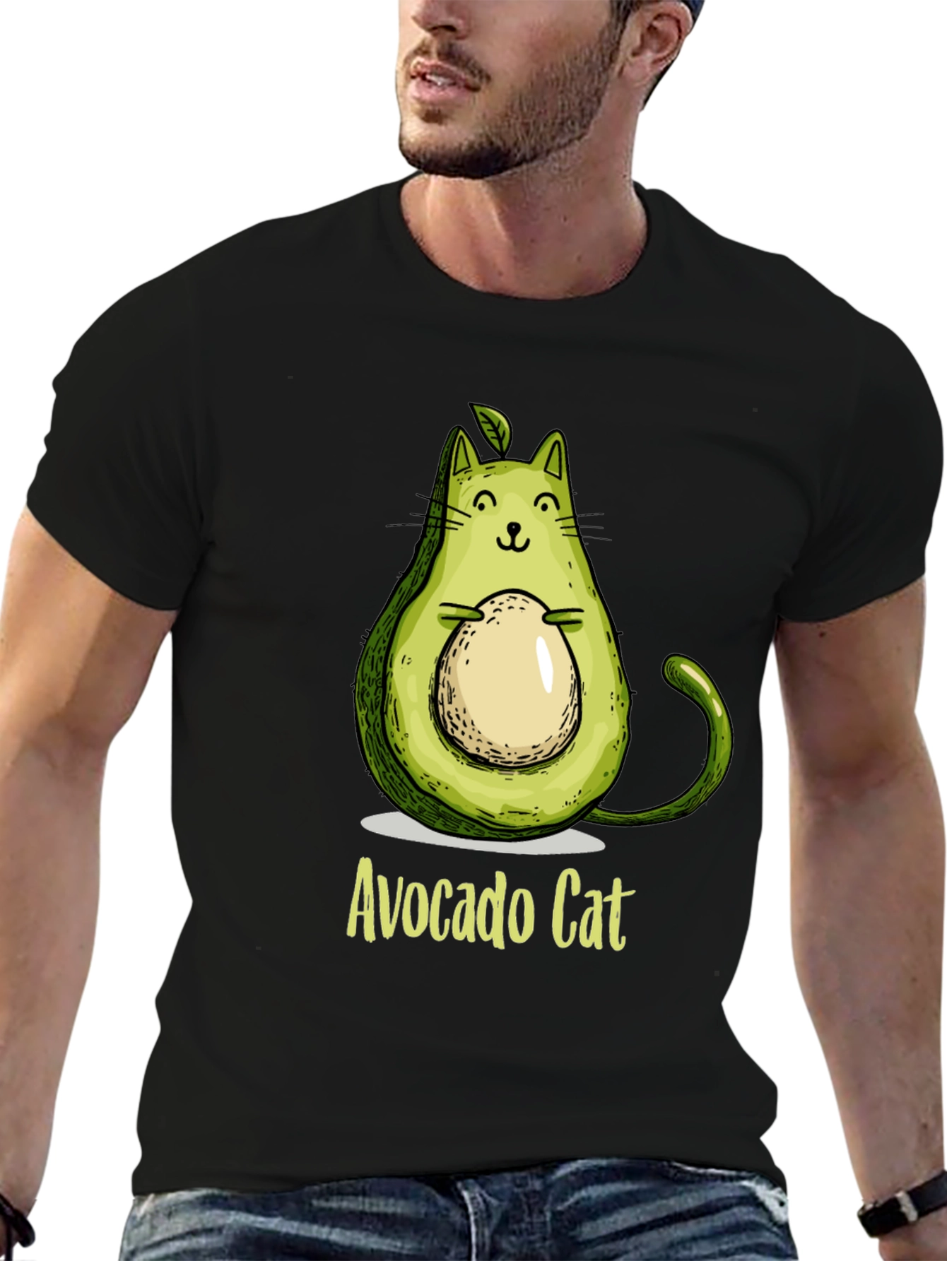 Avocado Cat Graphic Tee - Unique & Fun!