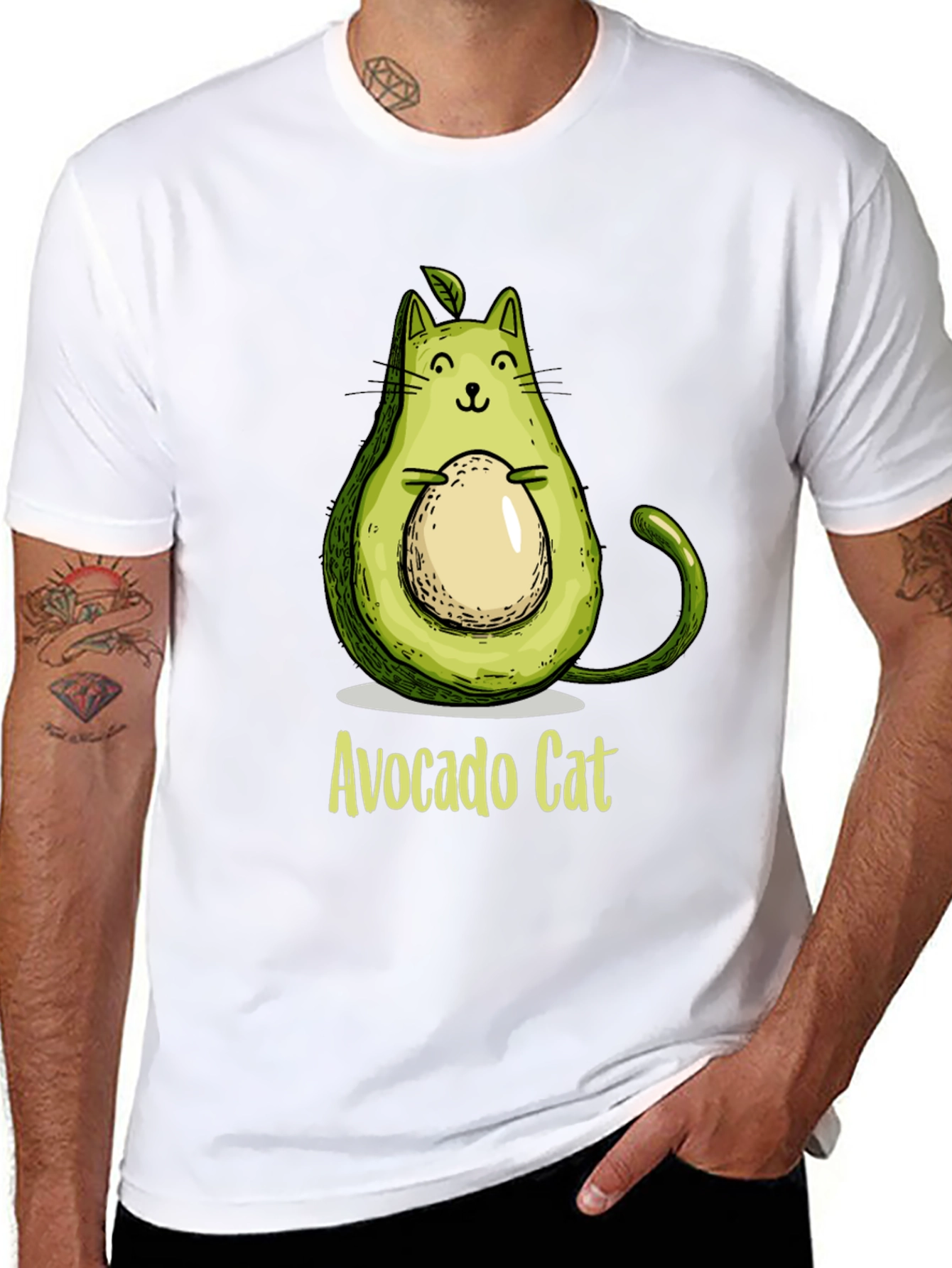 Avocado Cat Graphic Tee - Unique & Fun!