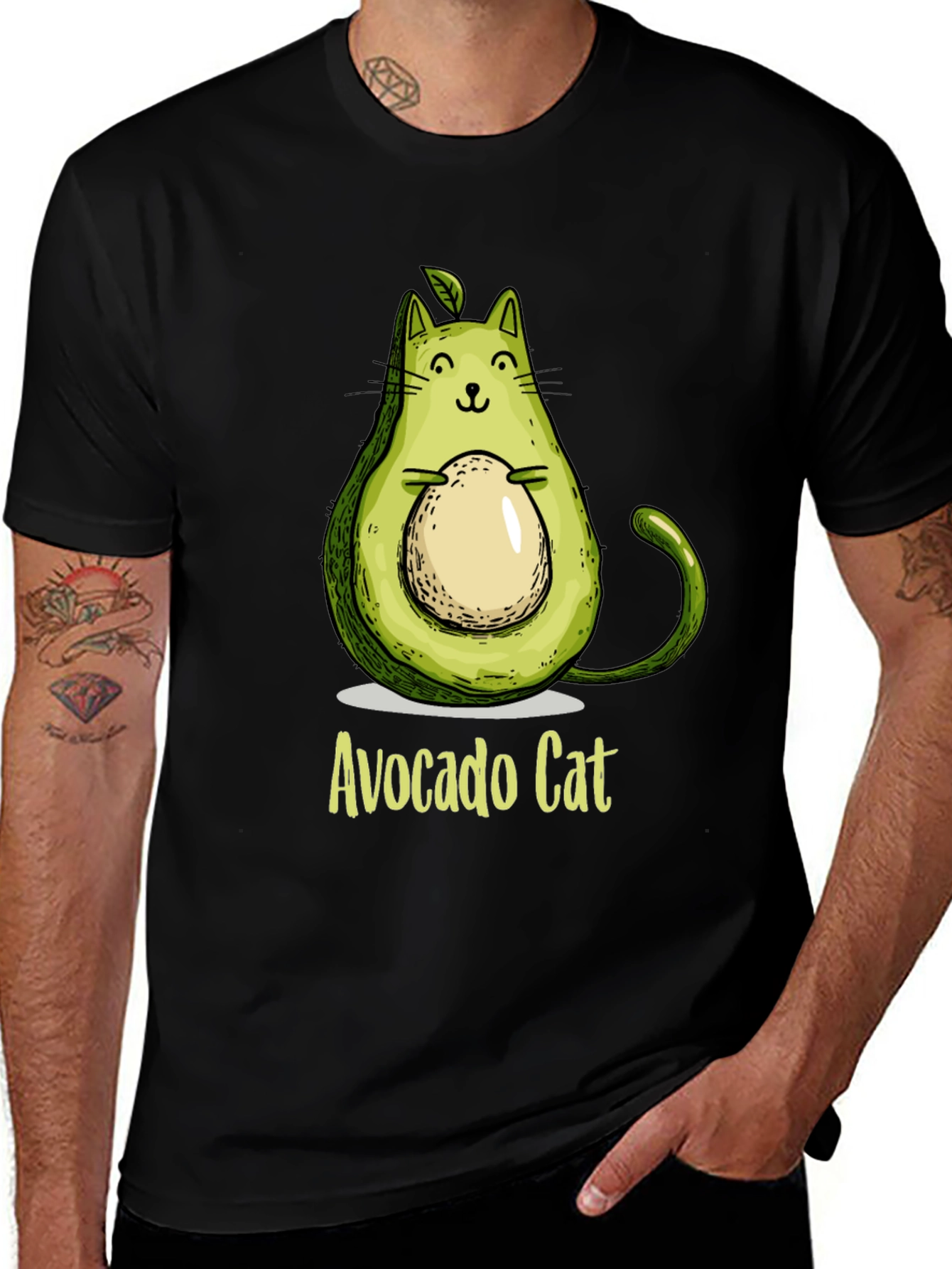Avocado Cat Graphic Tee - Unique & Fun!