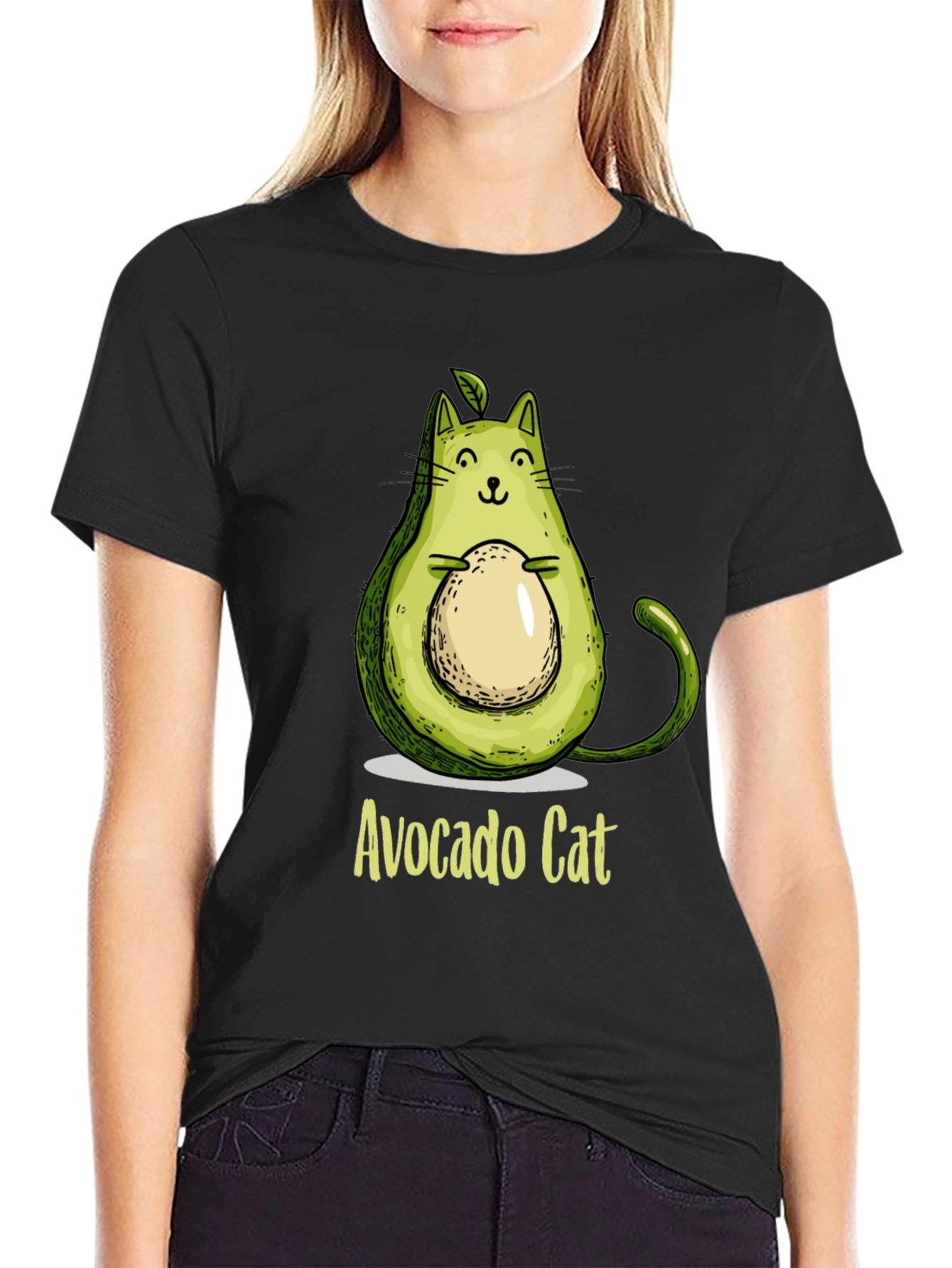 Avocado Cat Graphic Tee - Unique & Fun!