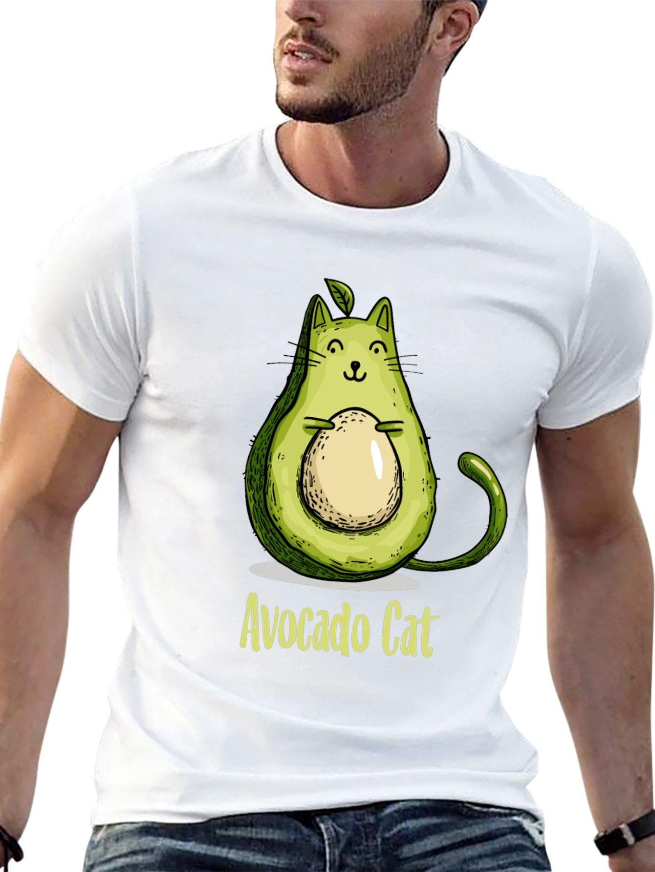 Avocado Cat Graphic Tee - Unique & Fun!