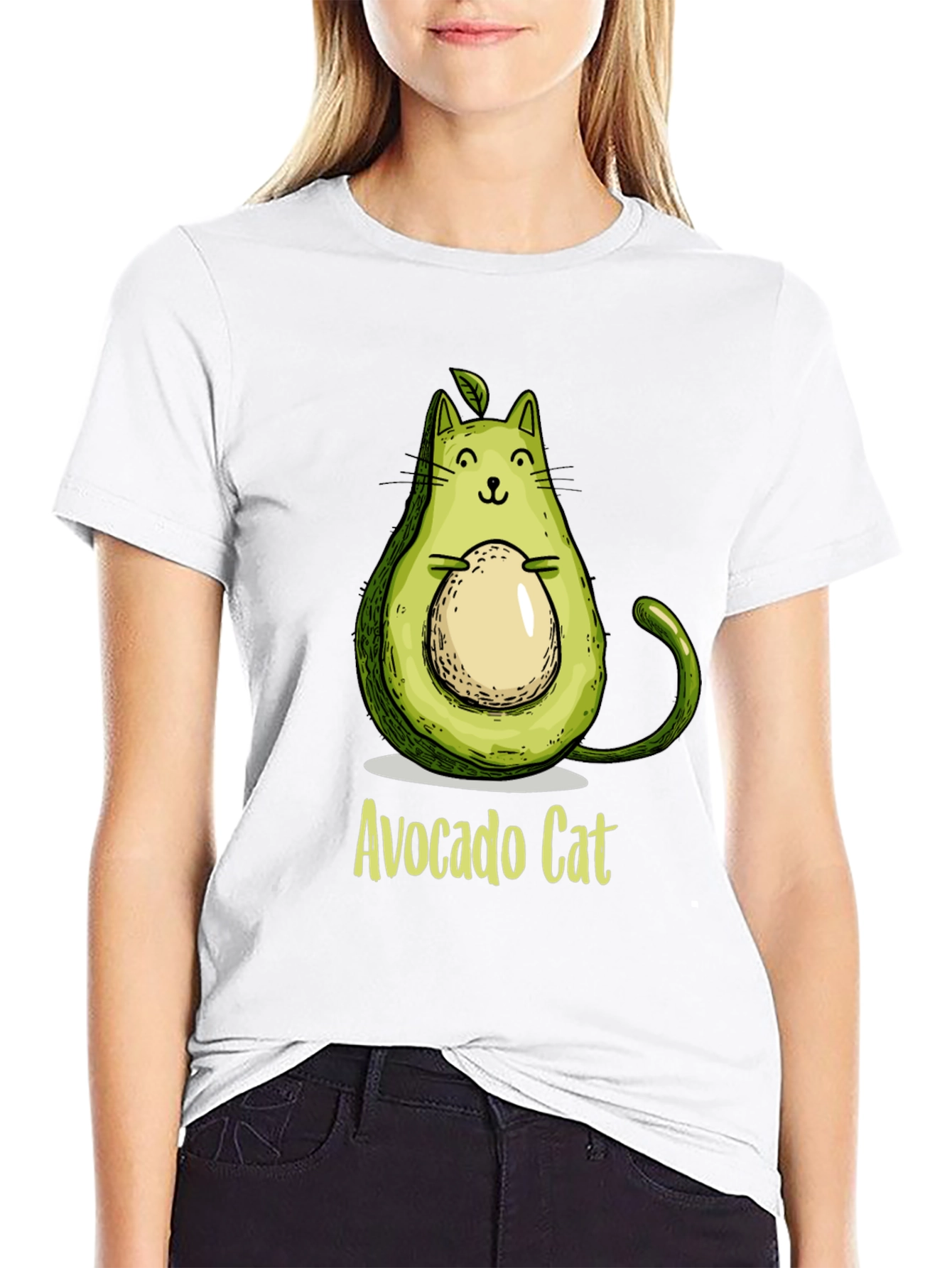 Avocado Cat Graphic Tee - Unique & Fun!