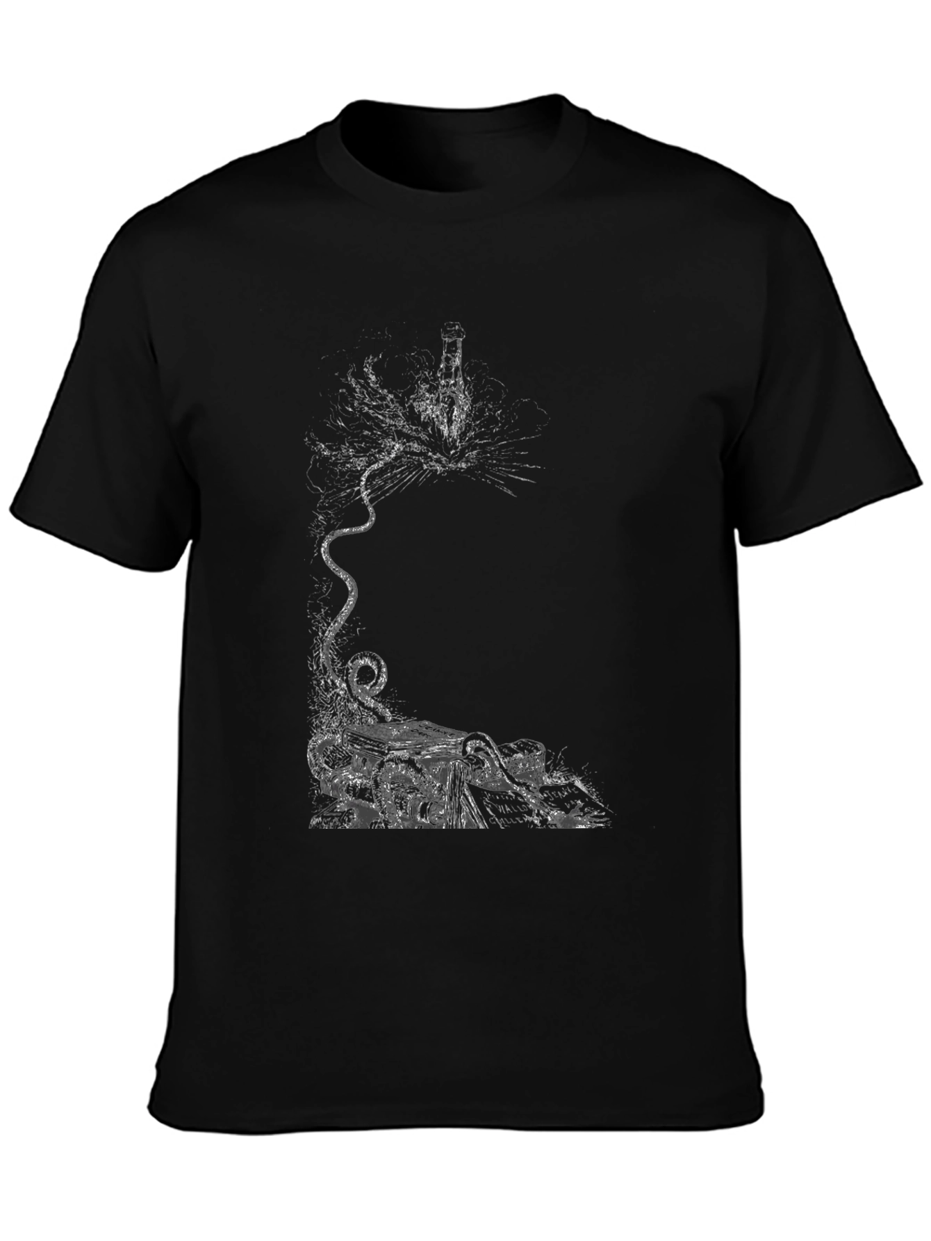 Abstract Cat Graphic Black T-Shirt