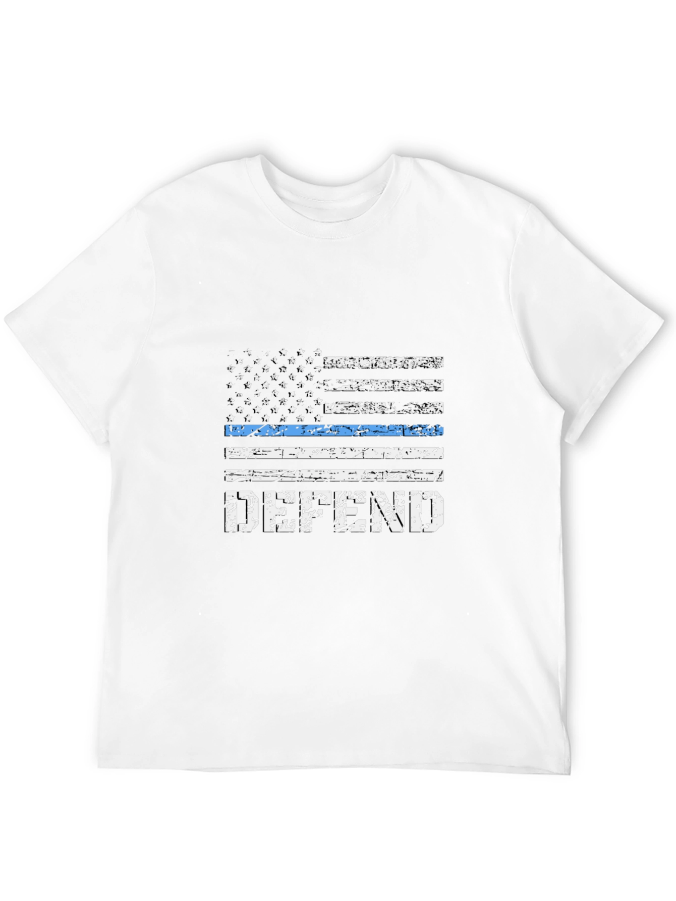 Defend Blue Line Flag T-Shirt - Black