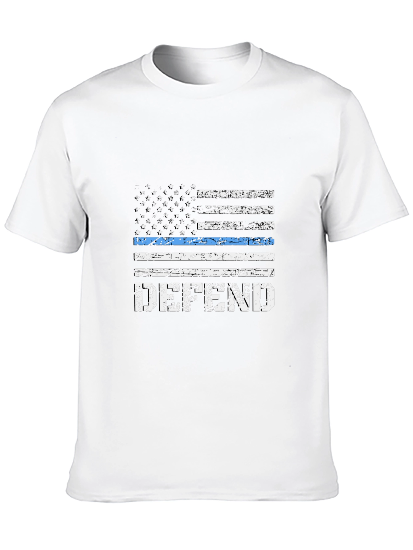 Defend Blue Line Flag T-Shirt - Black