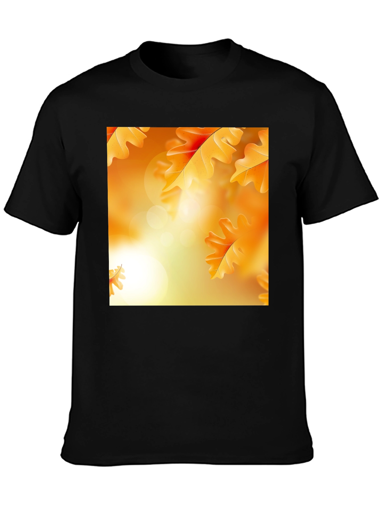 Autumn Leaves Graphic T-Shirt - Black Crew Neck Tee