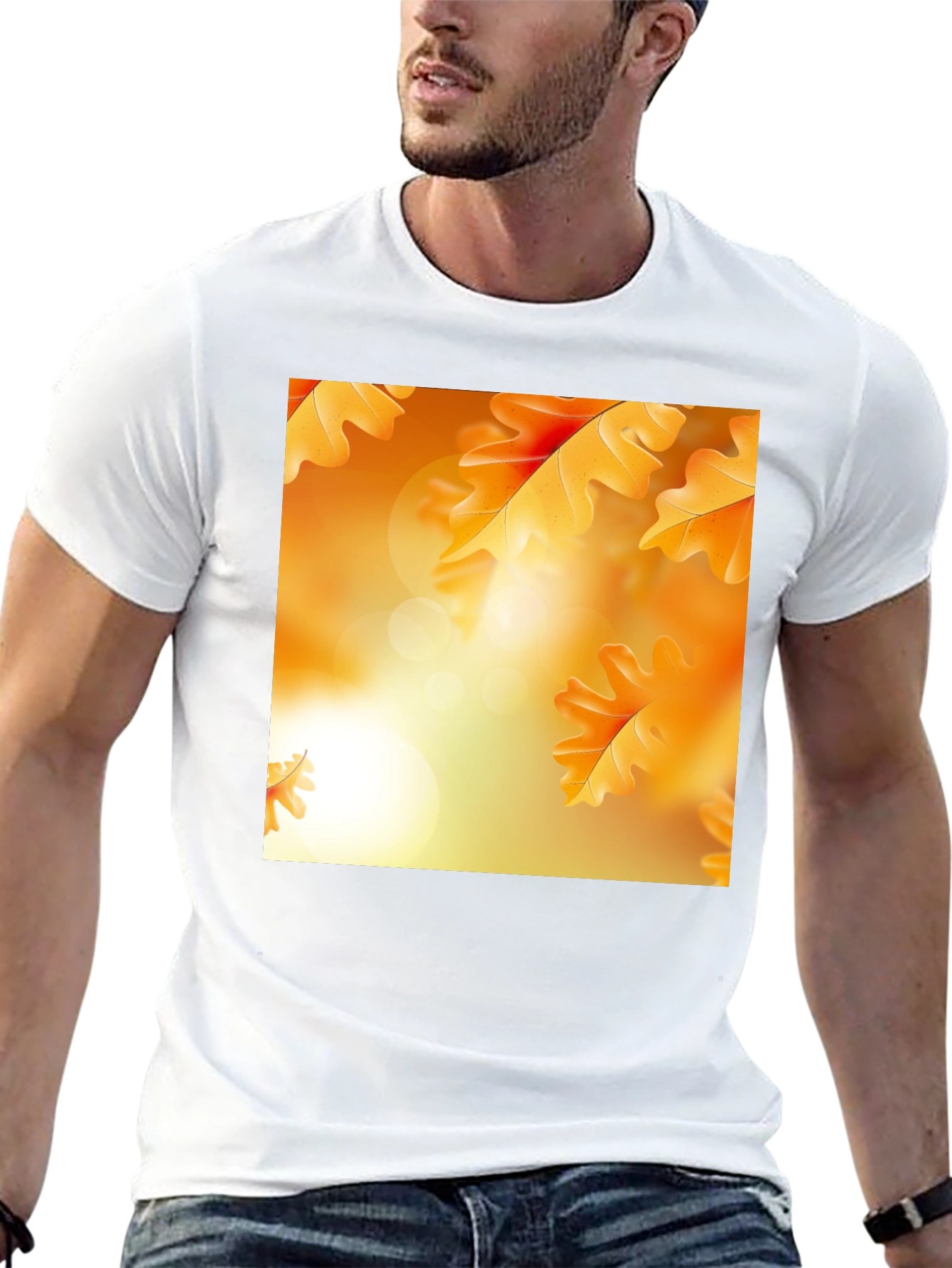 Autumn Leaves Graphic T-Shirt - Black Crew Neck Tee