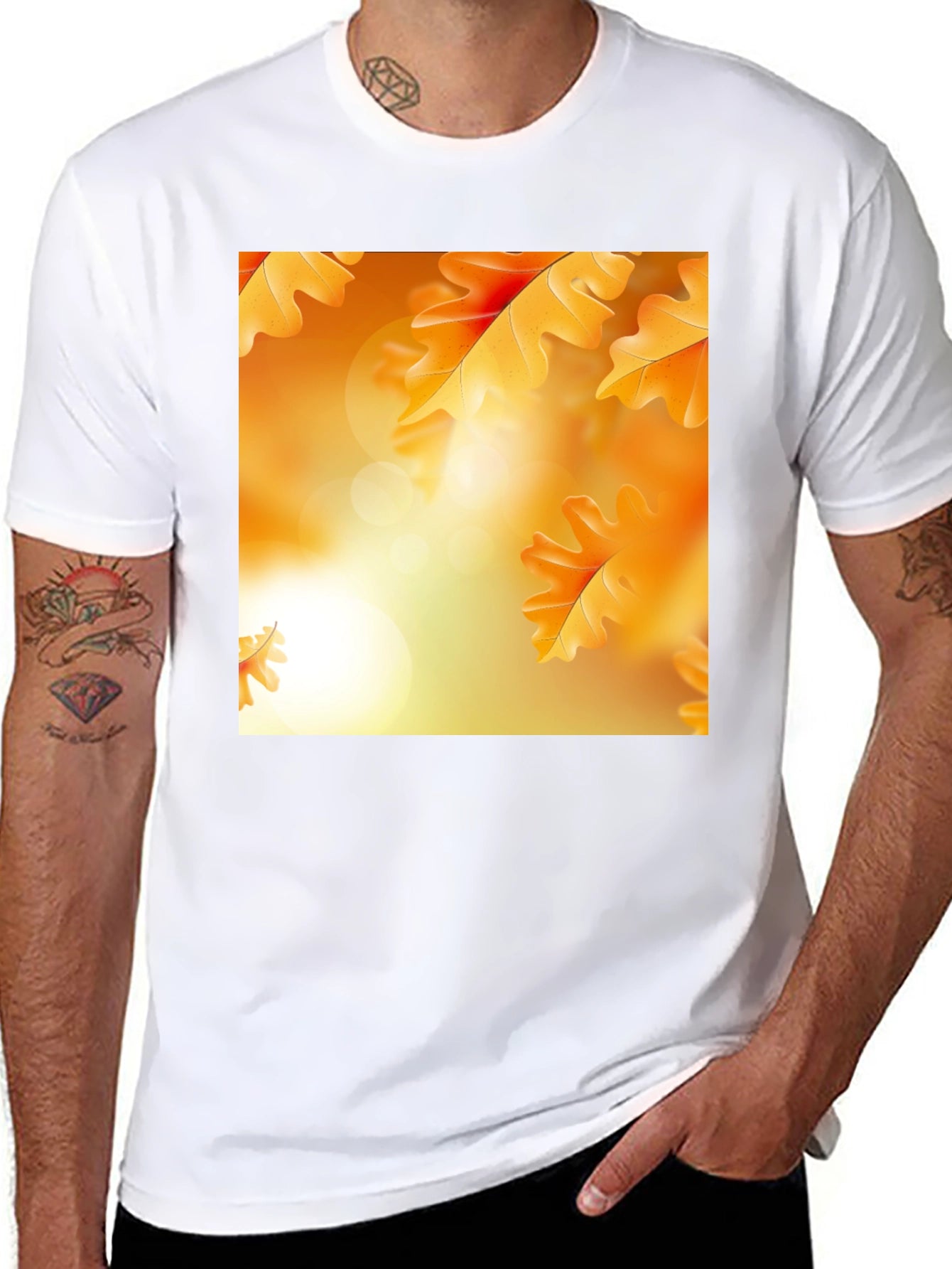 Autumn Leaves Graphic T-Shirt - Black Crew Neck Tee