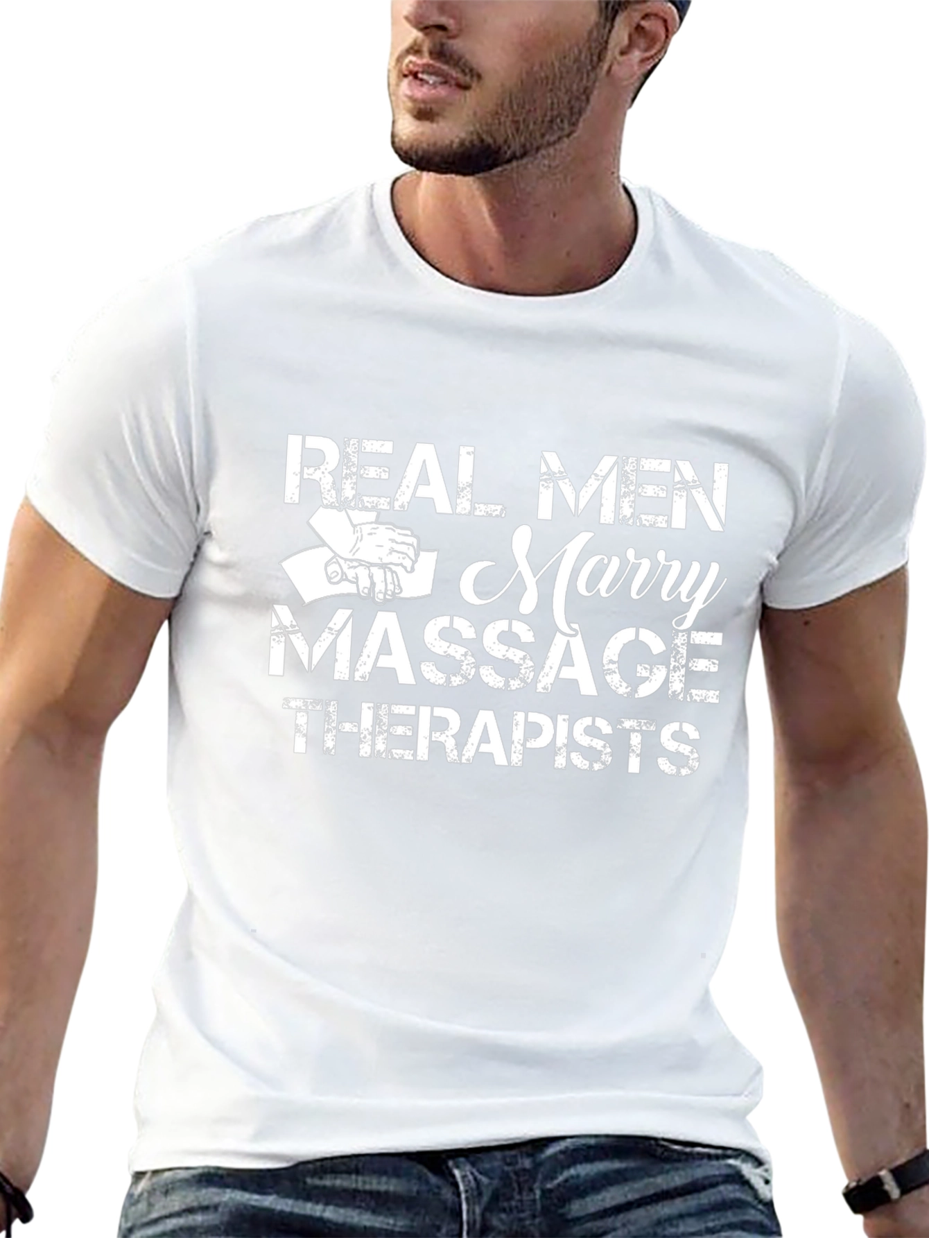 Real Men Marry Massage Therapists Black T-Shirt