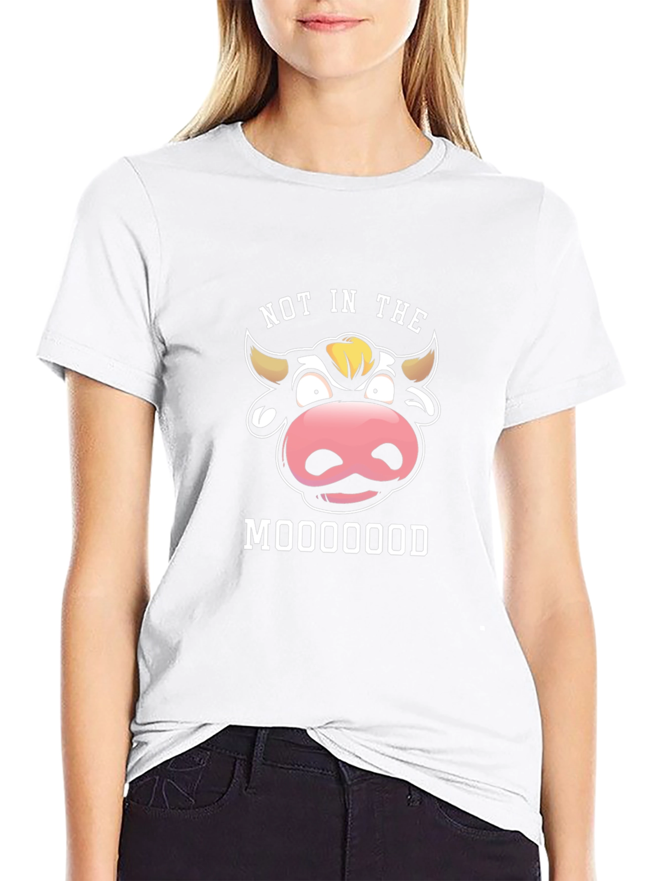 Not In The Mooood Funny Graphic Black T-Shirt