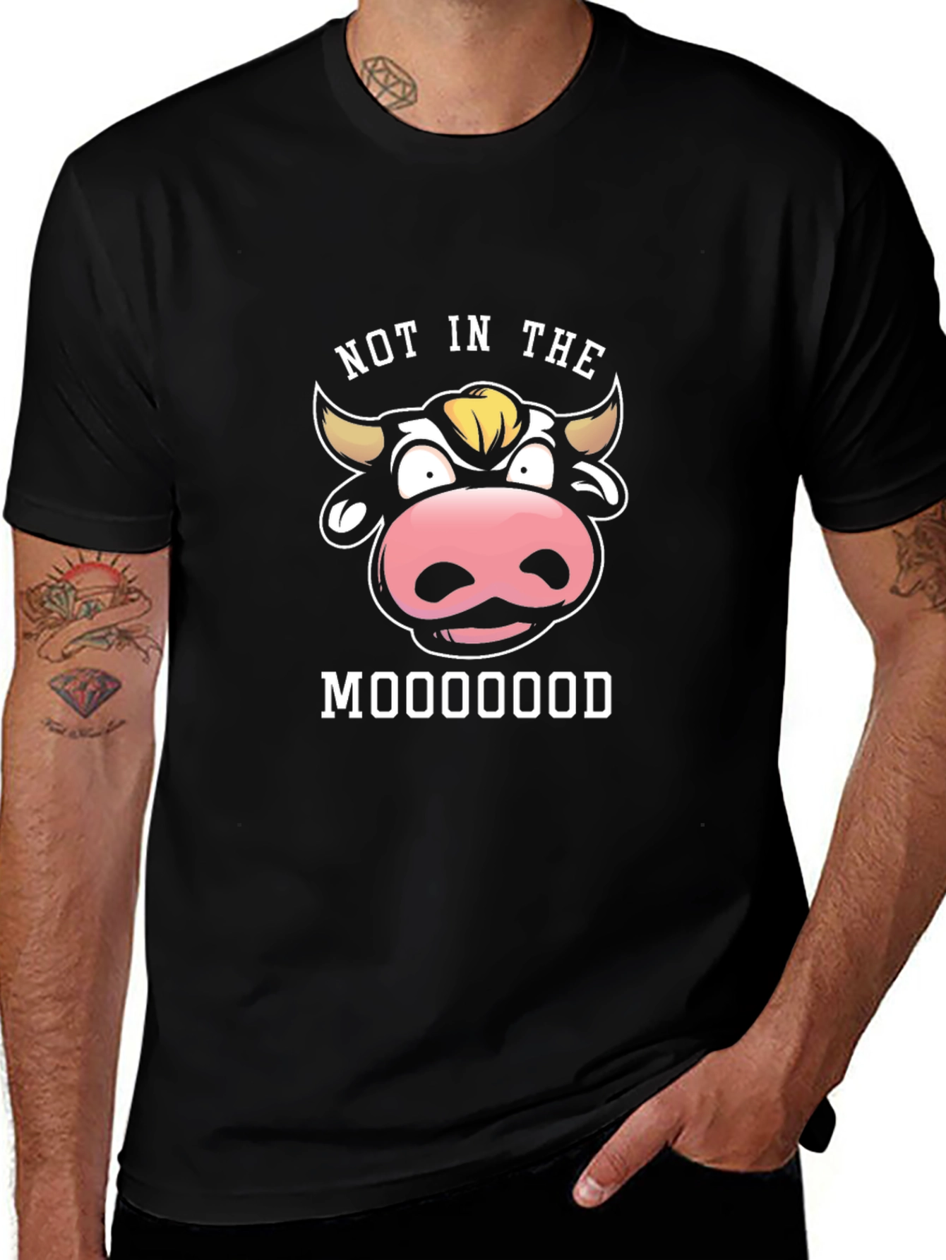 Not In The Mooood Funny Graphic Black T-Shirt