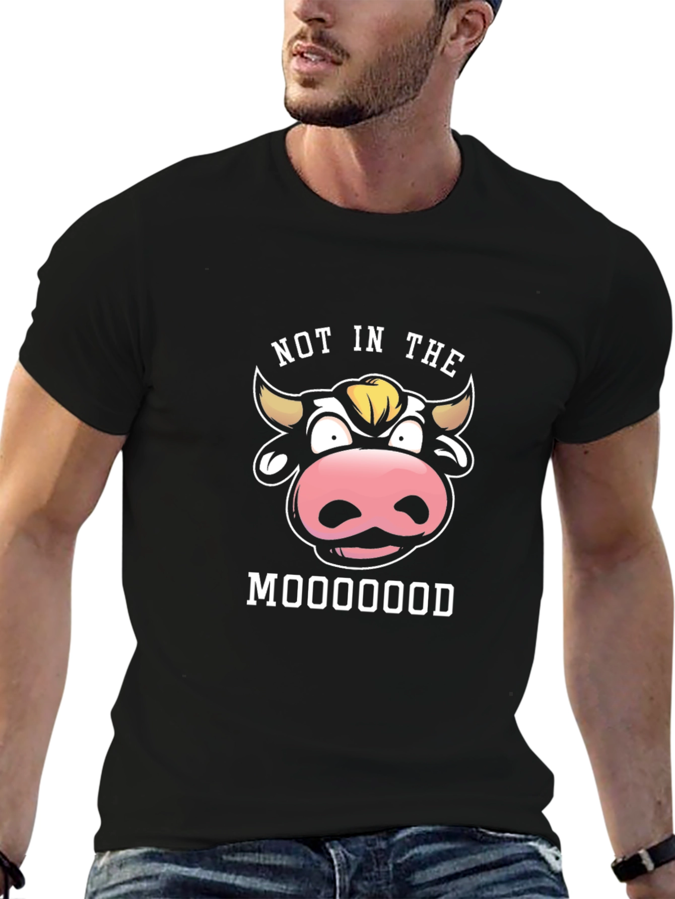 Not In The Mooood Funny Graphic Black T-Shirt