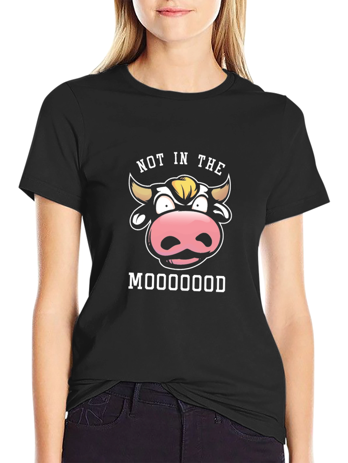 Not In The Mooood Funny Graphic Black T-Shirt