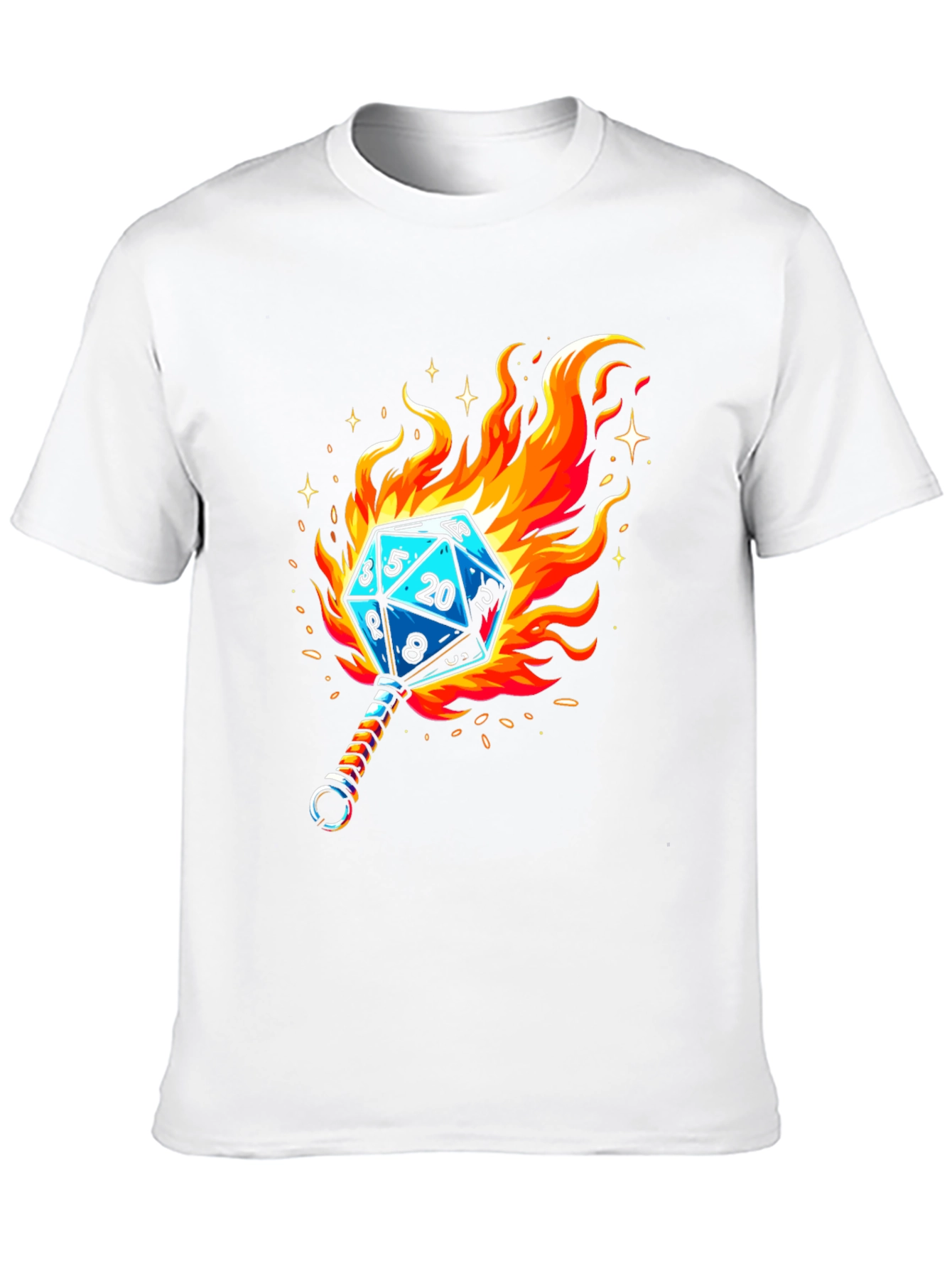 Fiery Dice D20 Graphic T-Shirt