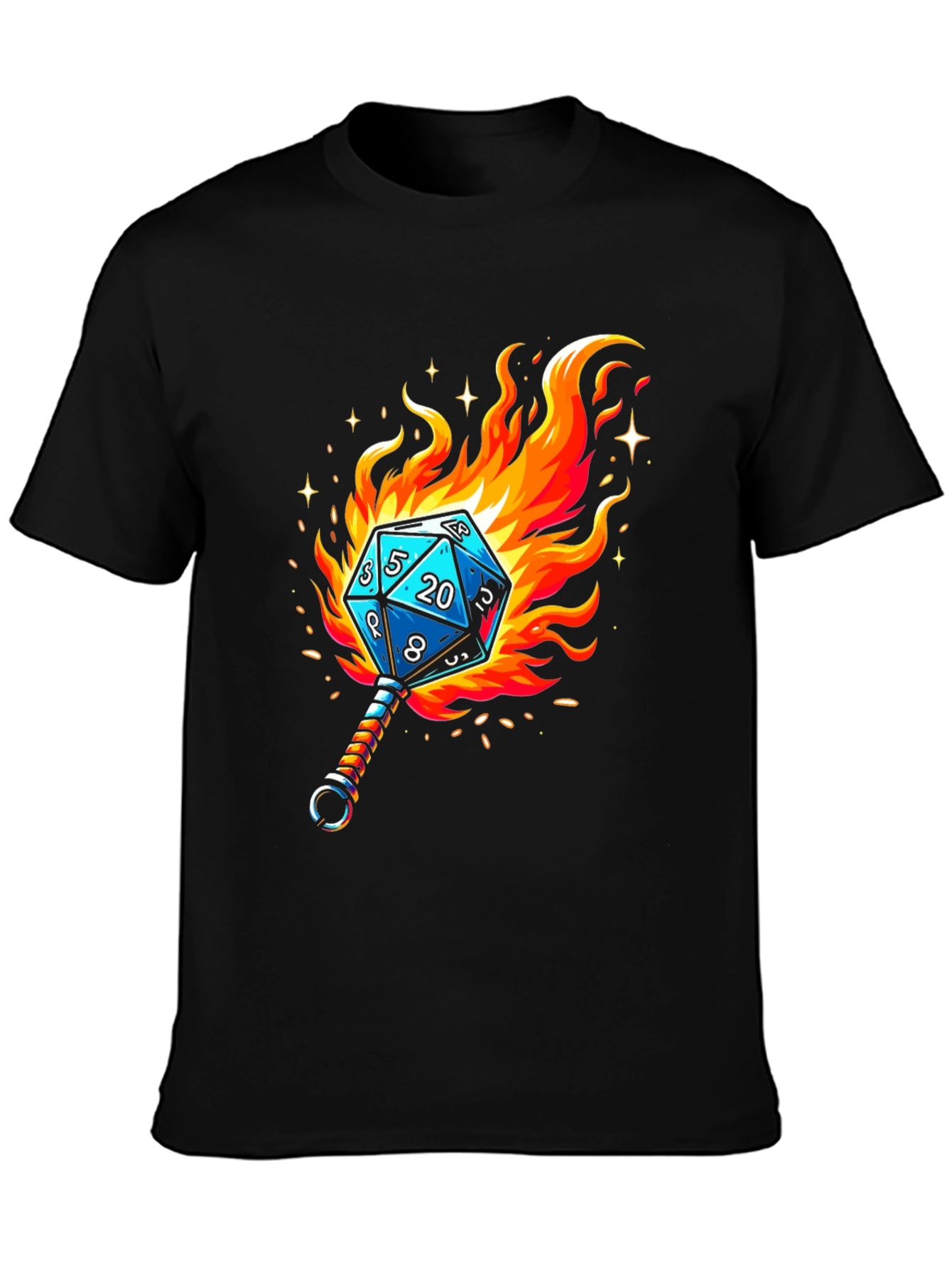 Fiery Dice D20 Graphic T-Shirt