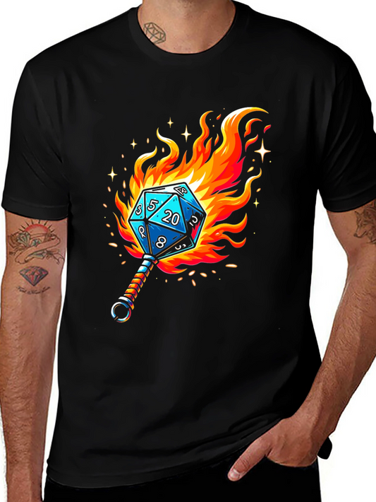 Fiery Dice D20 Graphic T-Shirt