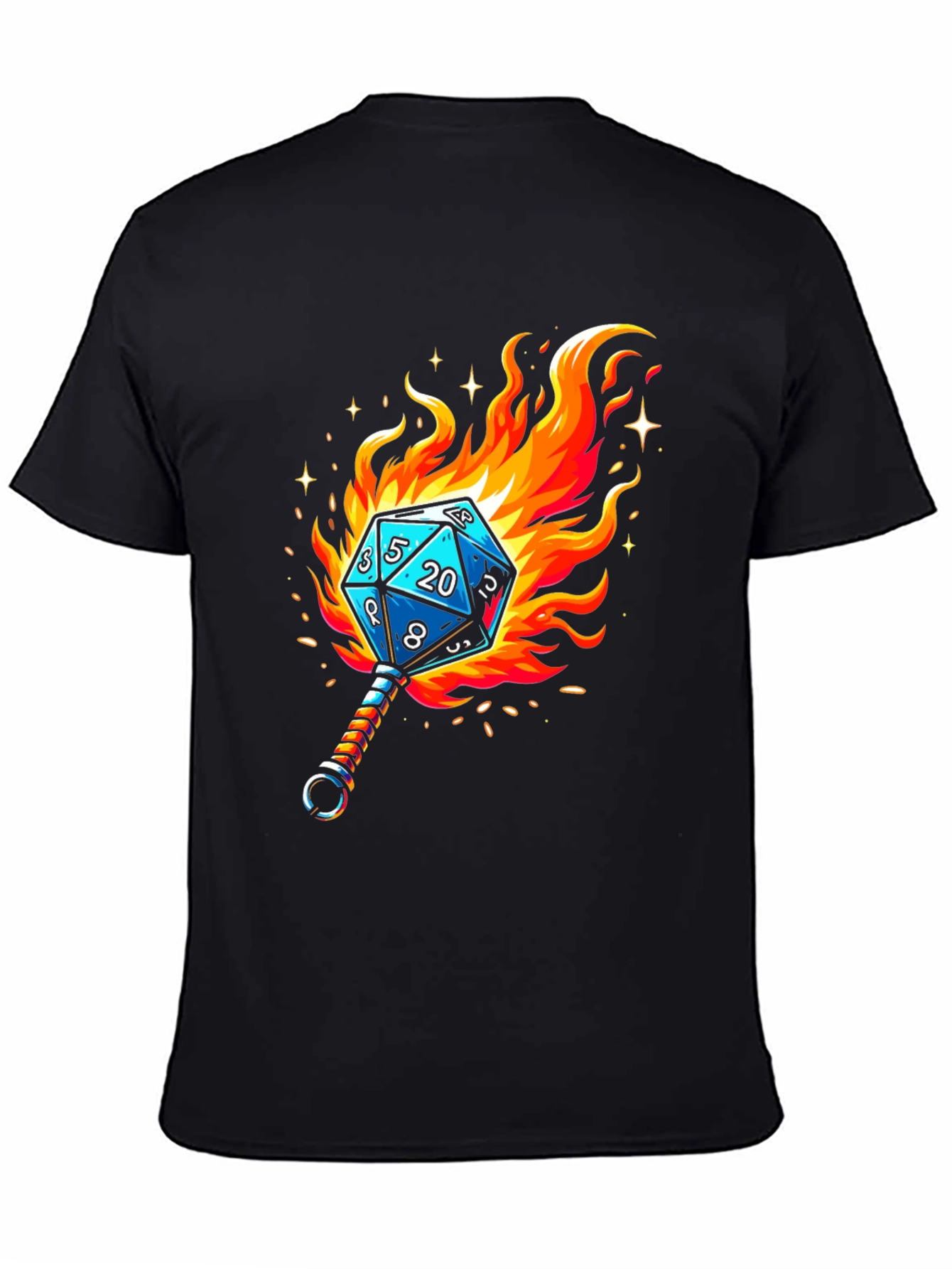 Fiery Dice D20 Graphic T-Shirt