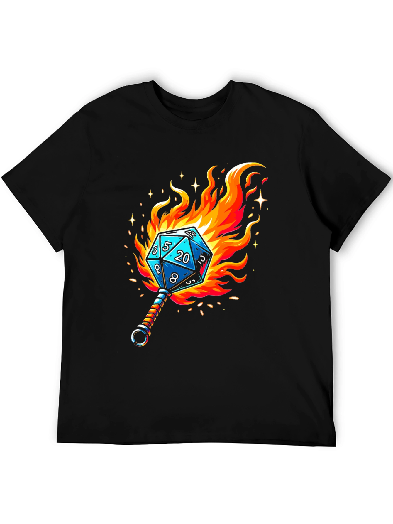 Fiery Dice D20 Graphic T-Shirt
