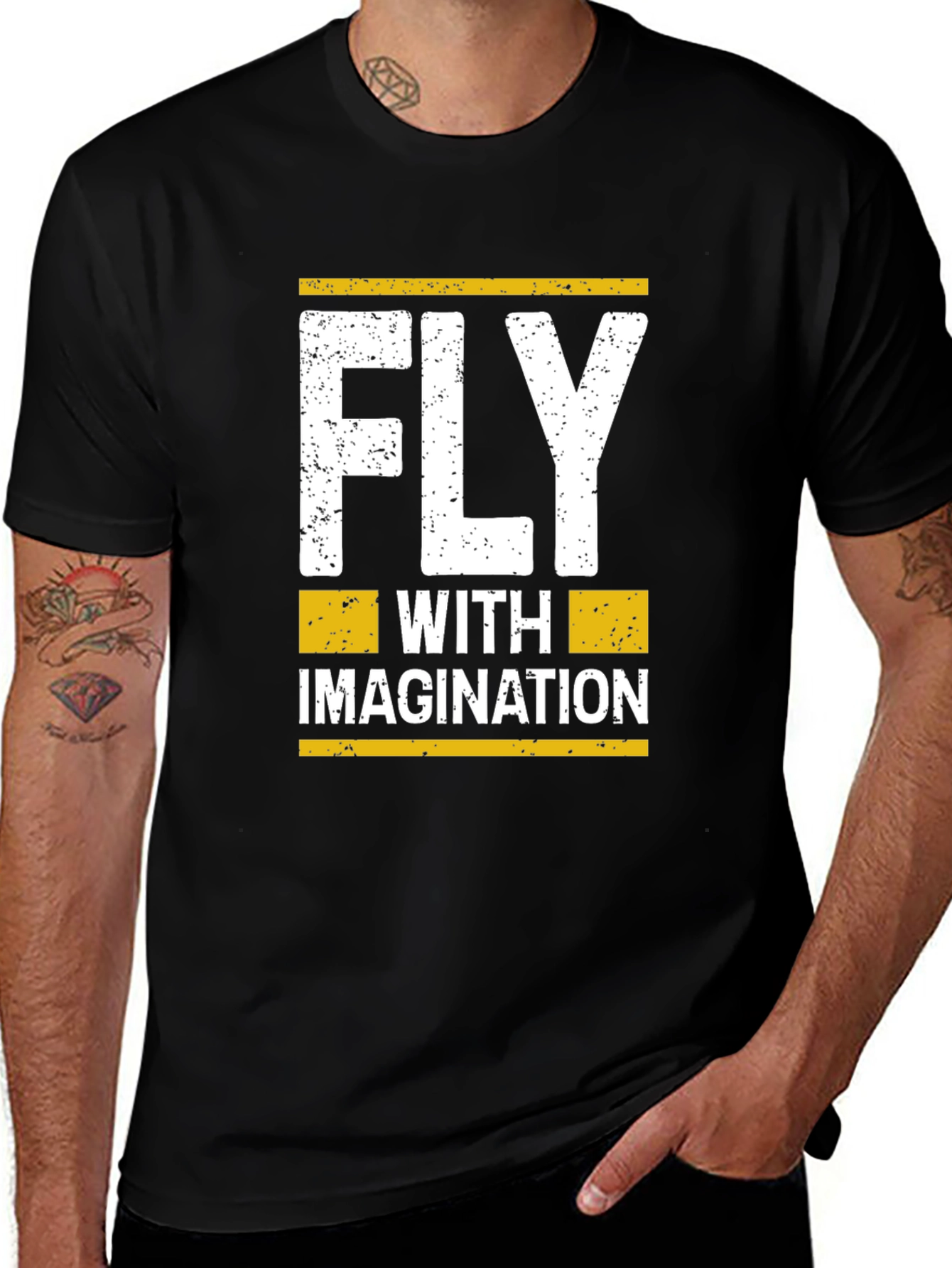 Fly With Imagination Graphic Tee - Black Cotton T-Shirt
