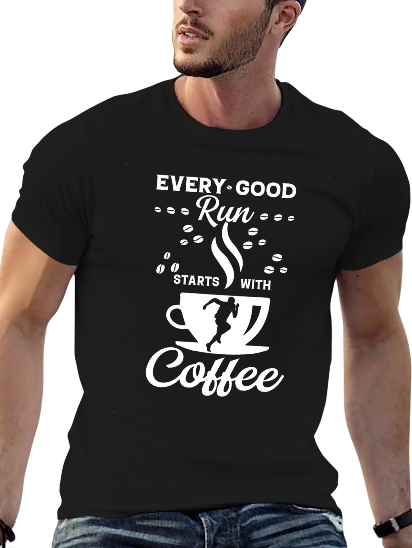 Every Good Run Starts With Coffee Black T-Shirt