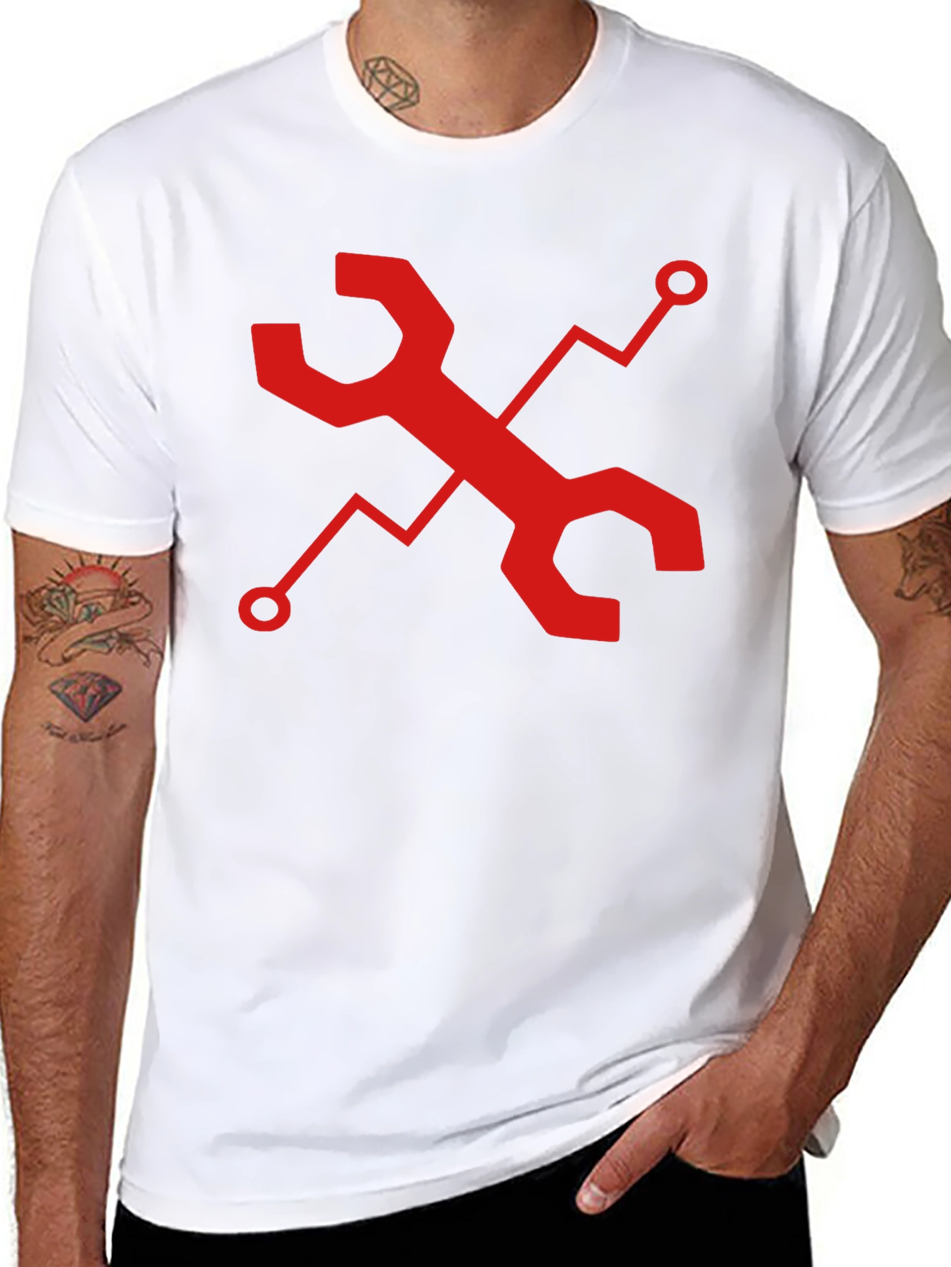 Tech Wrench Graphic Tee - Black Cotton Comfort