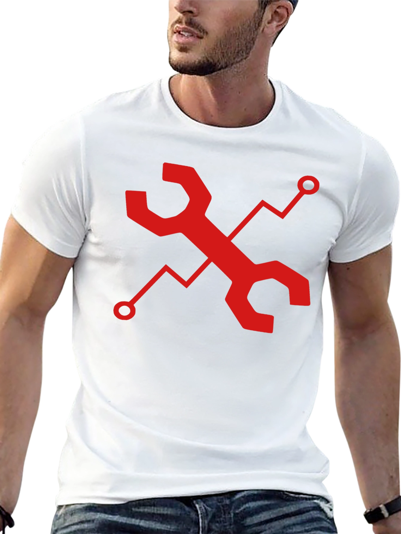Tech Wrench Graphic Tee - Black Cotton Comfort