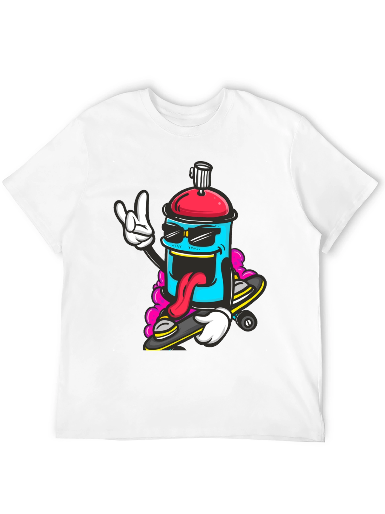 Cool Cartoon Spray Can Skateboard T-Shirt