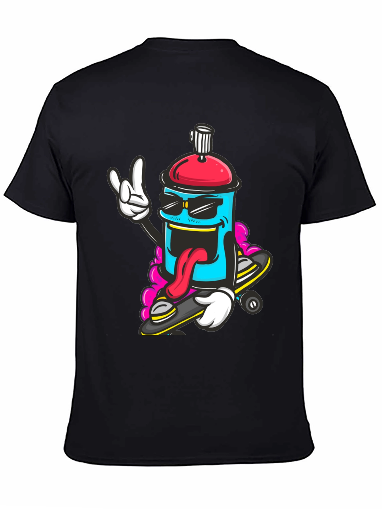 Cool Cartoon Spray Can Skateboard T-Shirt