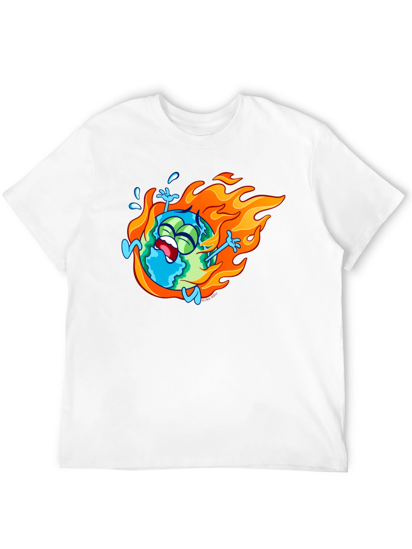 Burning Earth Graphic Tee - Black Cotton T-Shirt