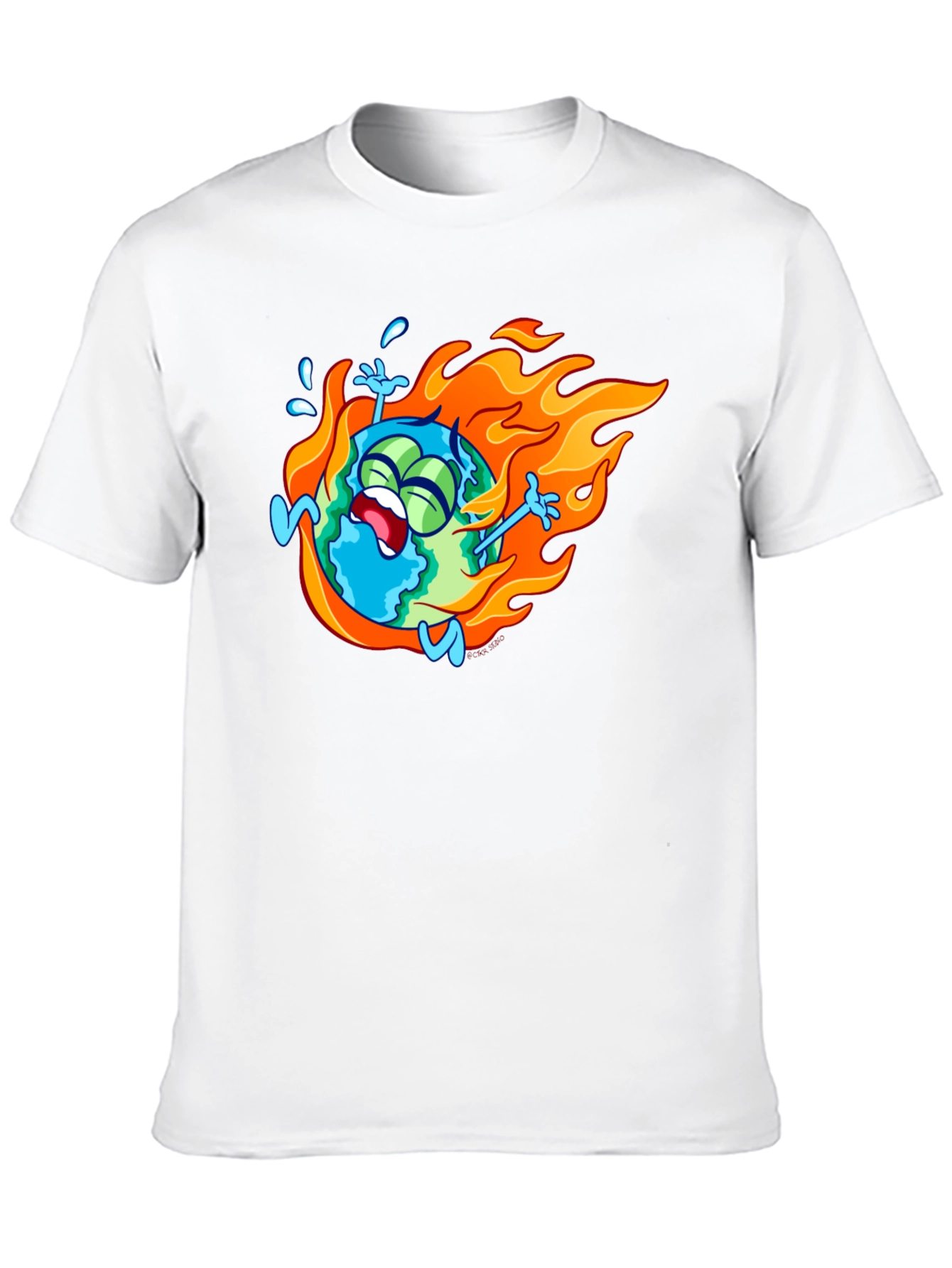 Burning Earth Graphic Tee - Black Cotton T-Shirt