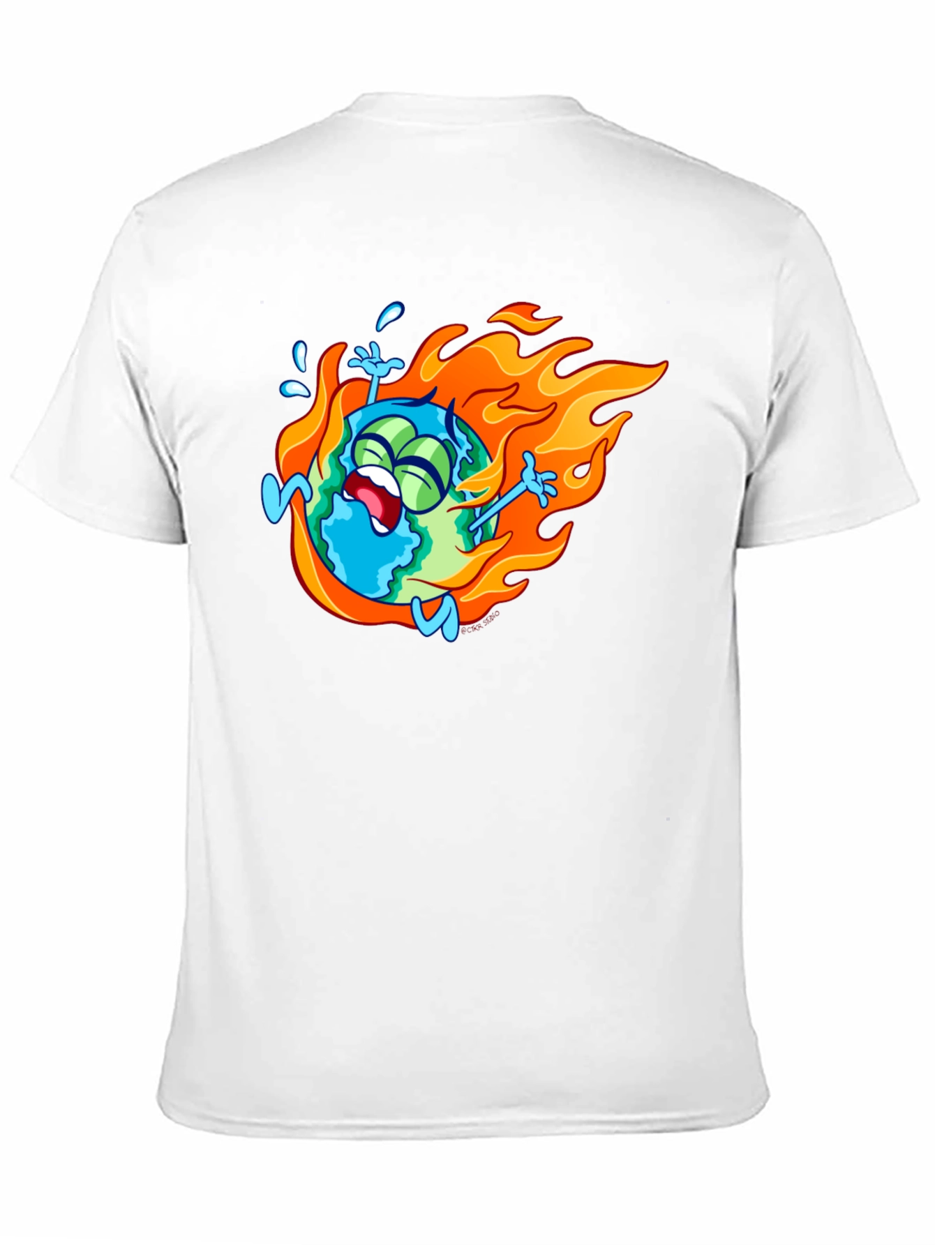Burning Earth Graphic Tee - Black Cotton T-Shirt