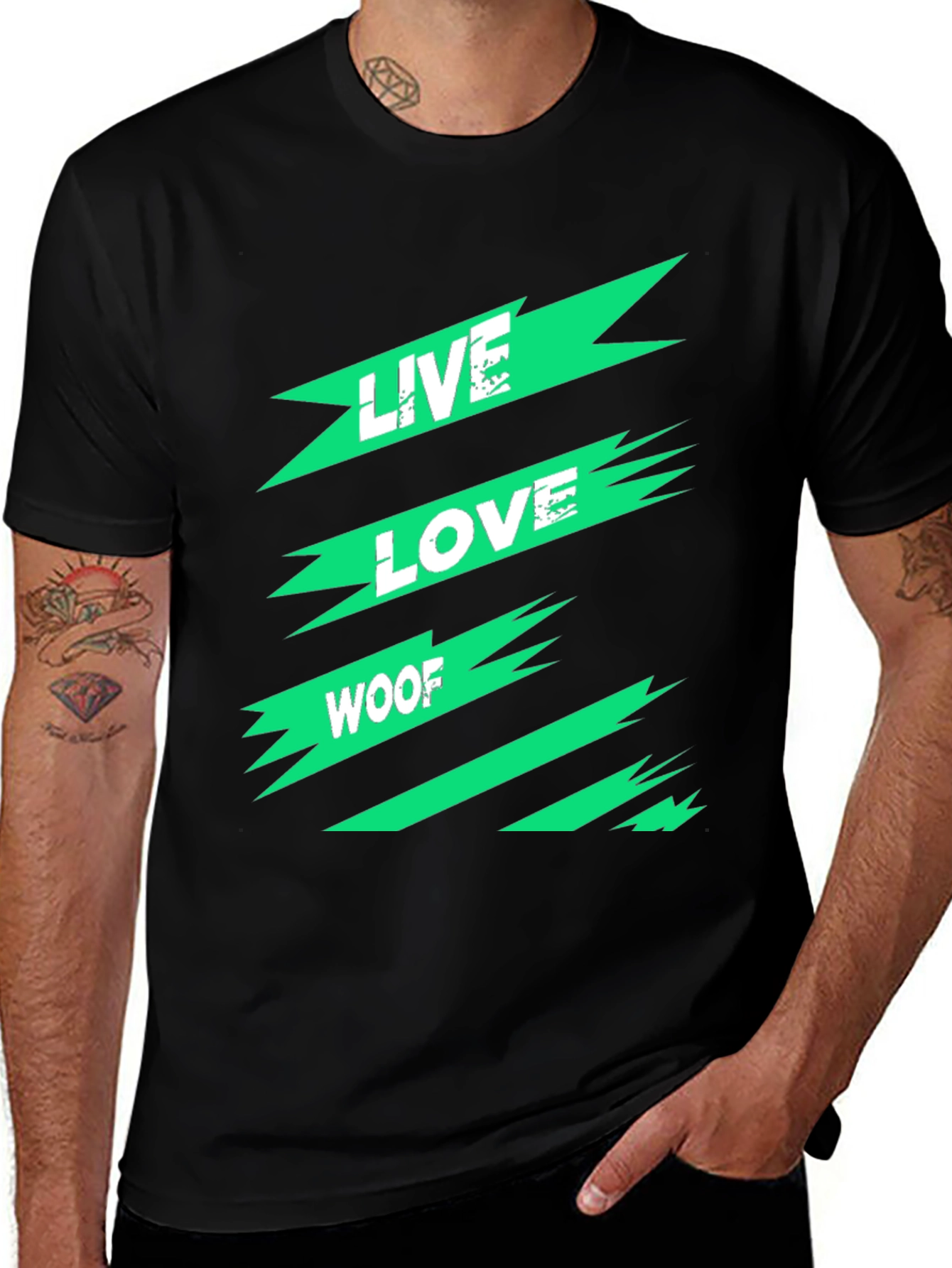 Live Love Woof Graphic Tee - Modern Black T-Shirt